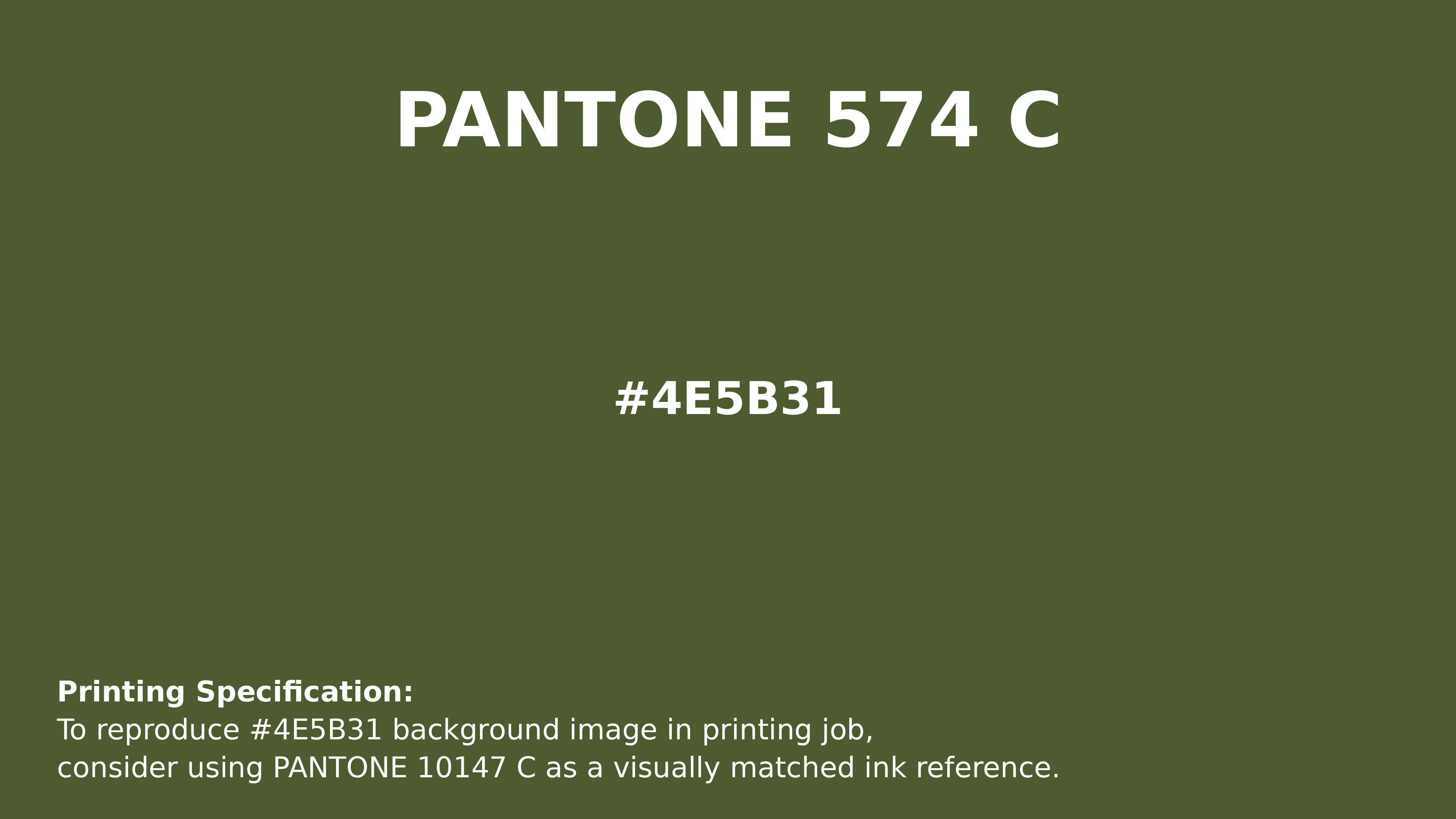 Professional Pantone color reference guide for Pantone 574 C Color | Hex color Code #4e5b31. Perfect for printing specifications and color matching in production. #pantone #colormatching #printing #4e5b31