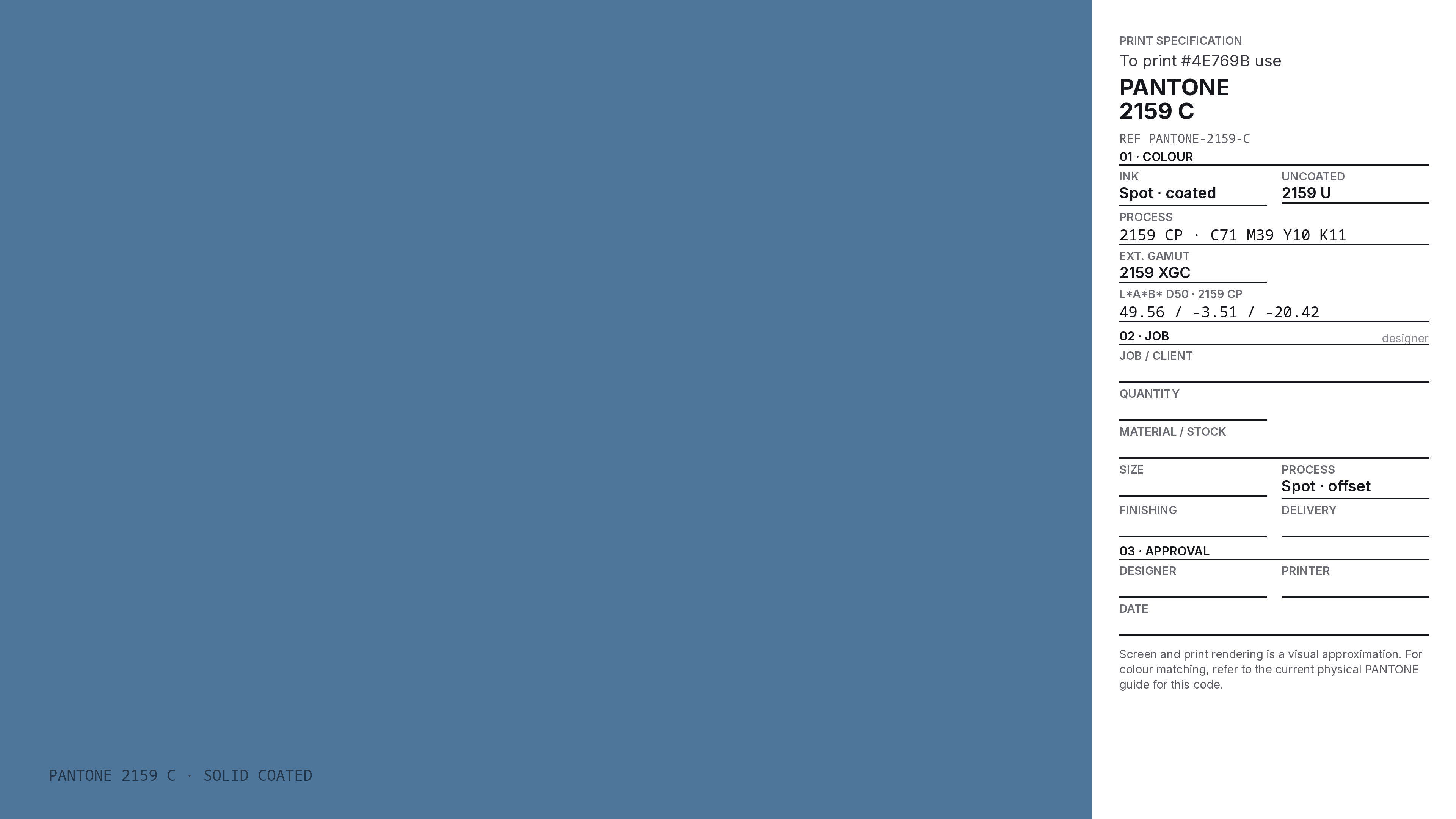 4E769C Hex Code (Dull Blue Shade) — RGB, CMYK & HSL Color Values