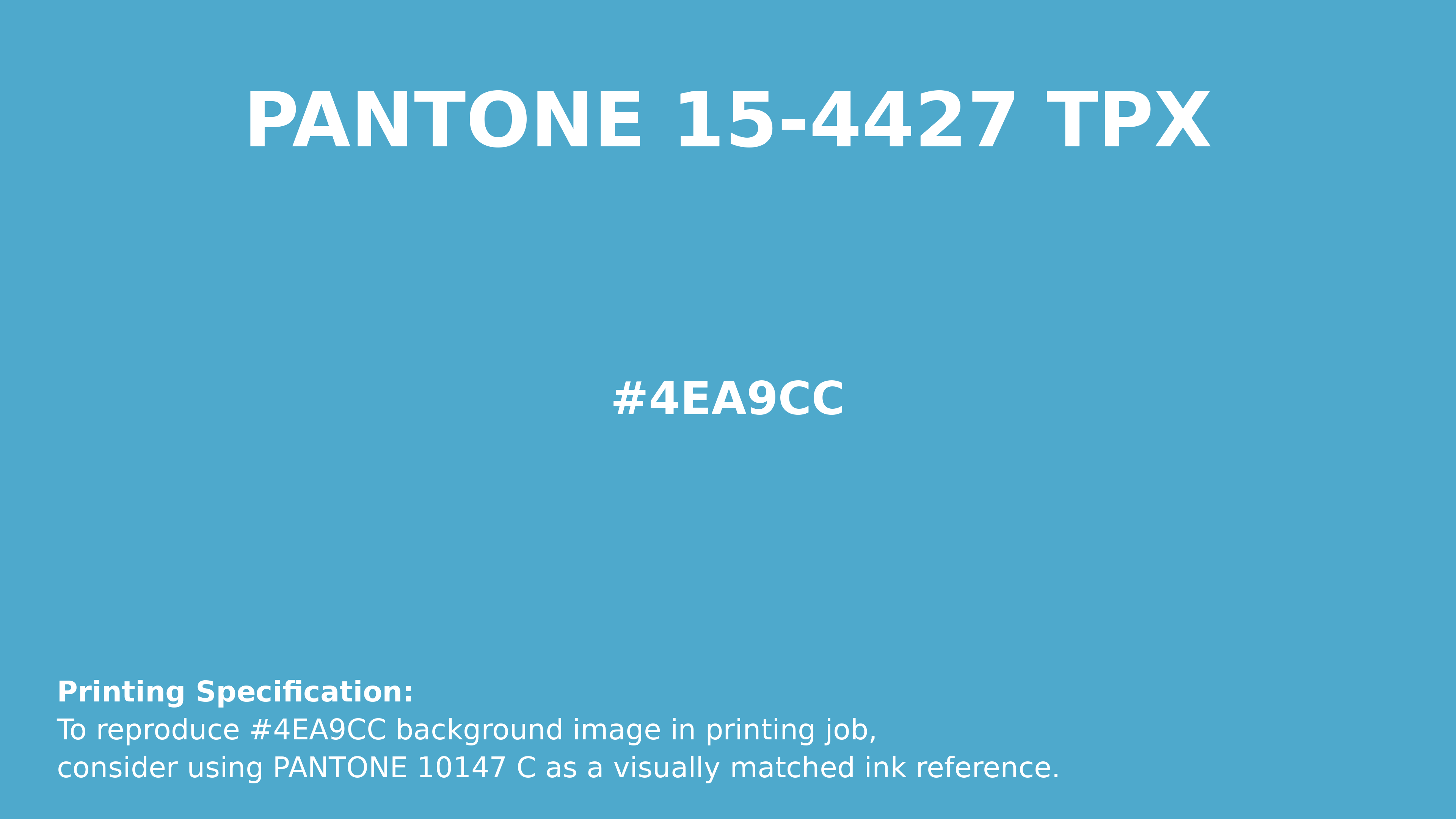 Professional Pantone color reference guide for Pantone 15-4427 Tpx Norse Blue Color | Hex color Code #4ea9cc. Perfect for printing specifications and color matching in production. #pantone #colormatching #printing #4ea9cc