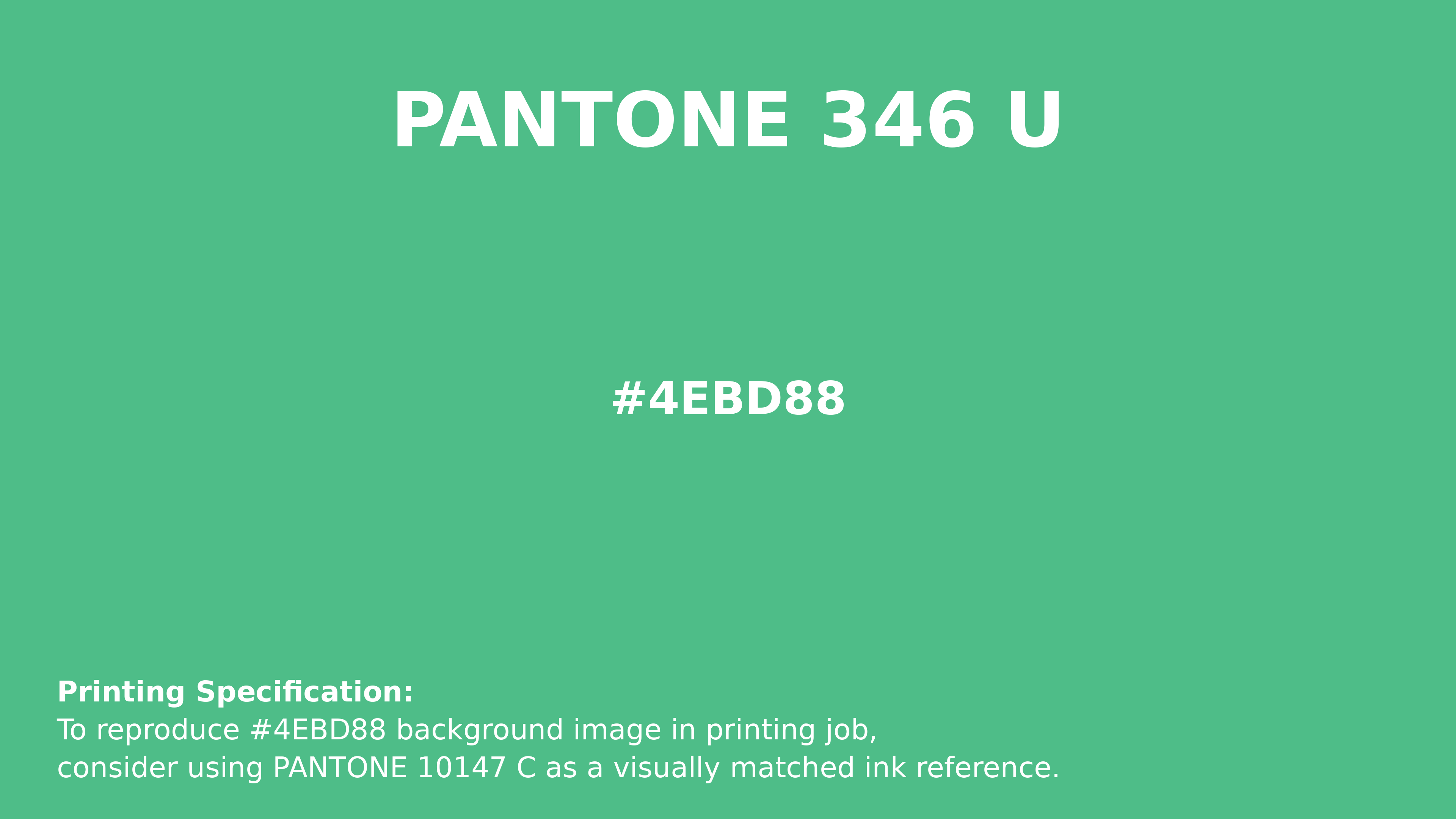 Professional Pantone color reference guide for Pantone 346 U Color | Hex color Code #4ebd88. Perfect for printing specifications and color matching in production. #pantone #colormatching #printing #4ebd88