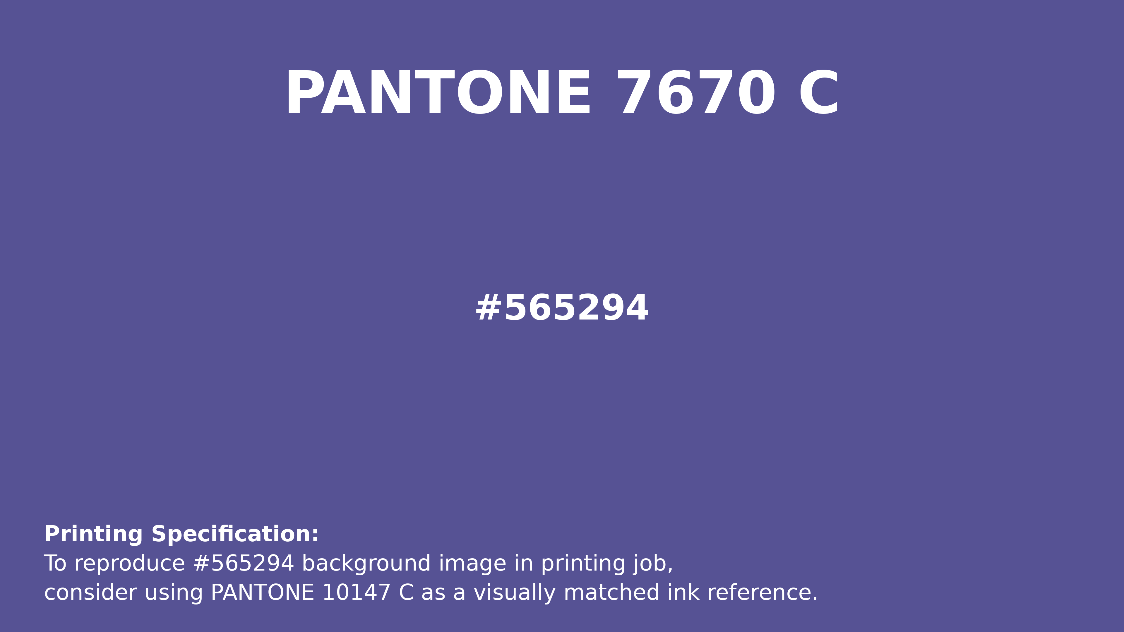 Professional Pantone color reference guide for Pantone 7670 C Color | Hex color Code #565294. Perfect for printing specifications and color matching in production. #pantone #colormatching #printing #565294