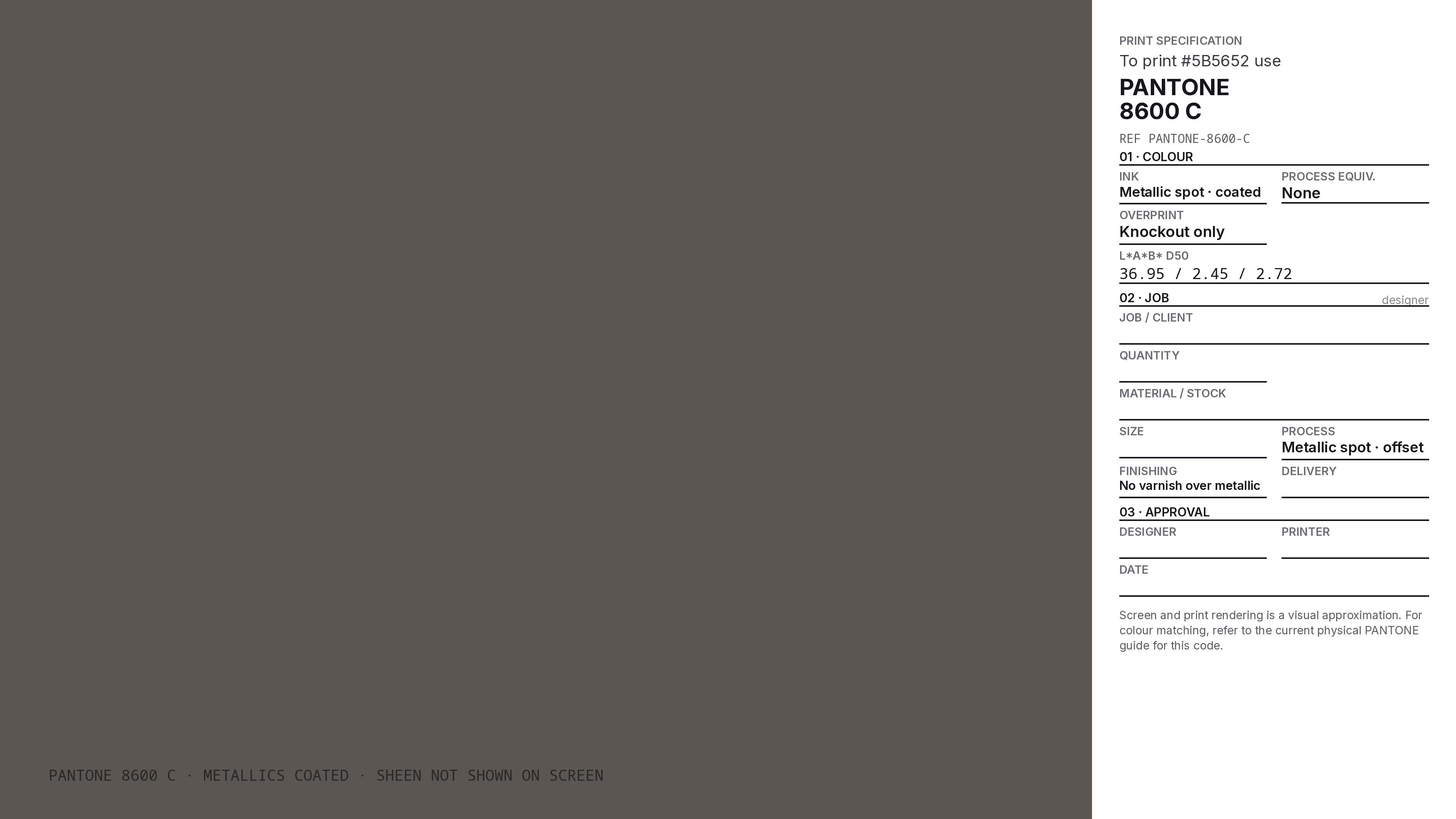 Equestrian Leather Hex Code #5B5652 — RGB, CMYK & HSL Color Values