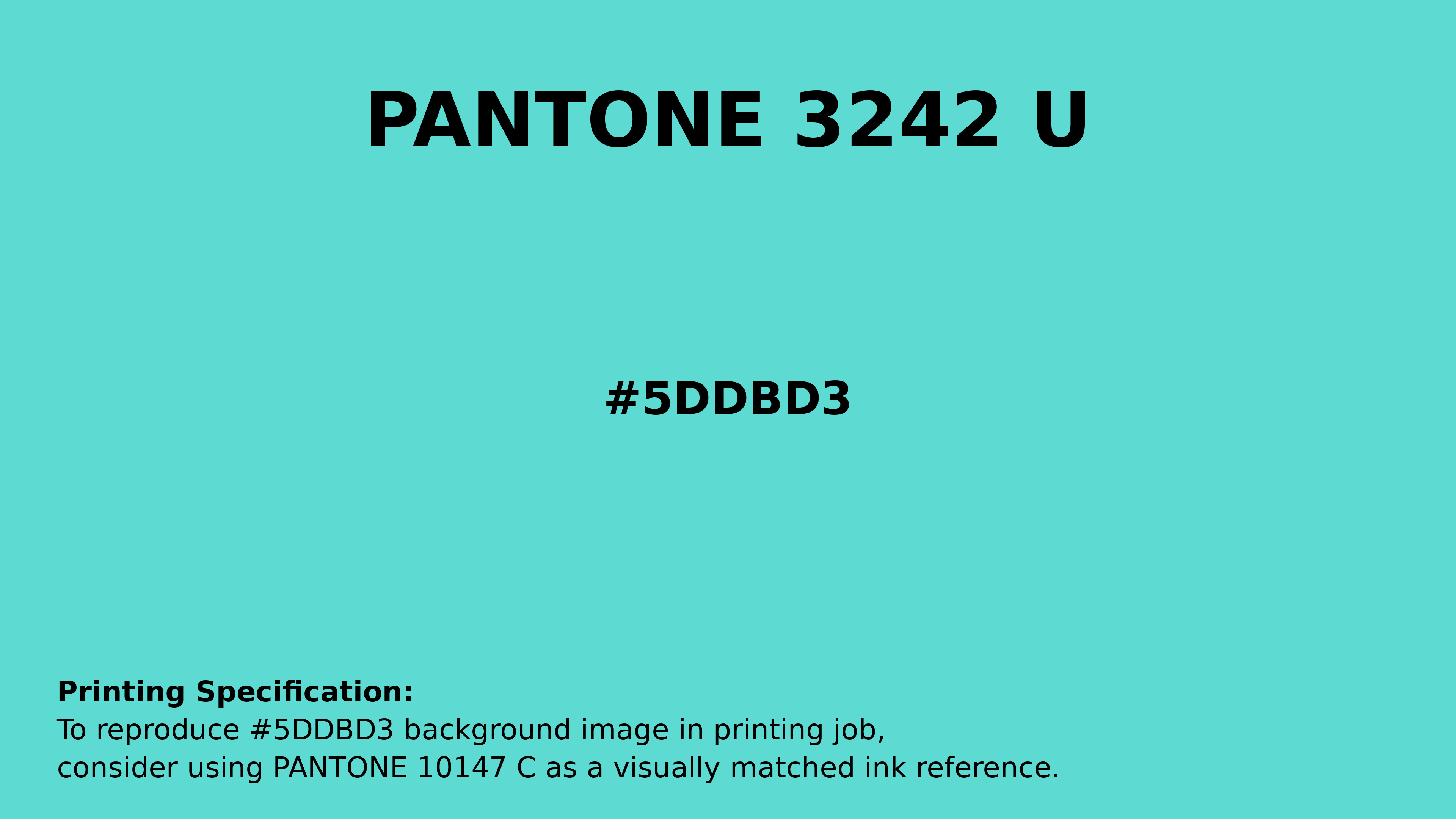 Professional Pantone color reference guide for Pantone 3242 U Color | Hex color Code #5ddbd3. Perfect for printing specifications and color matching in production. #pantone #colormatching #printing #5ddbd3