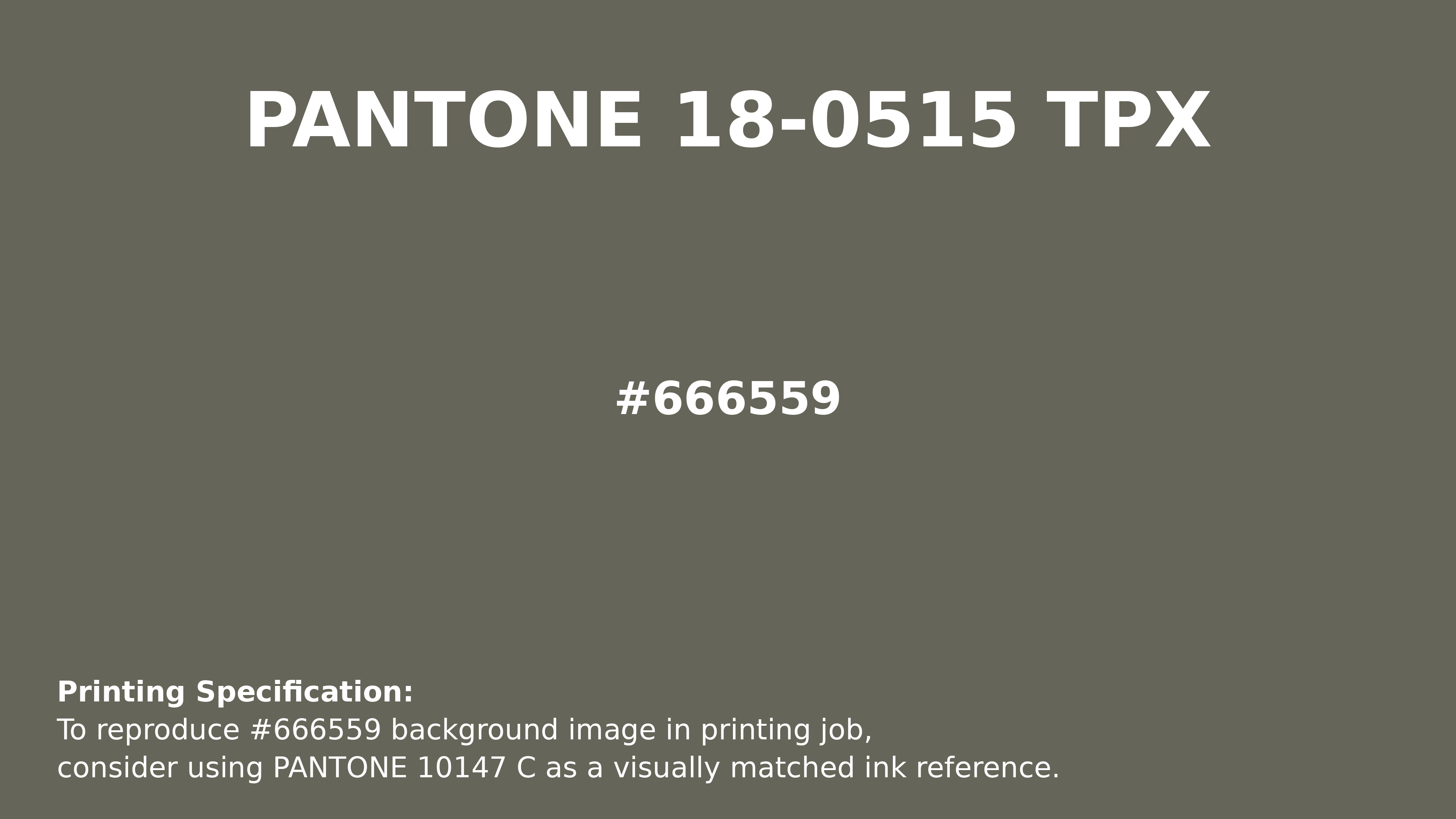 Professional Pantone color reference guide for Pantone 18-0515 Tpx Dusty Olive Color | Hex color Code #666559. Perfect for printing specifications and color matching in production. #pantone #colormatching #printing #666559