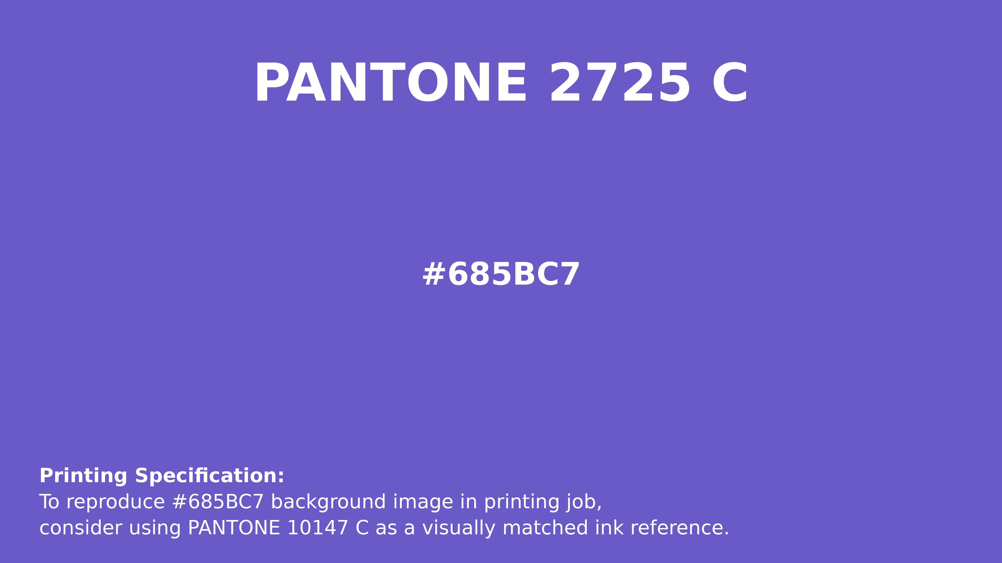 Professional Pantone color reference guide for Pantone 2725 C Color | Hex color Code #685bc7. Perfect for printing specifications and color matching in production. #pantone #colormatching #printing #685bc7