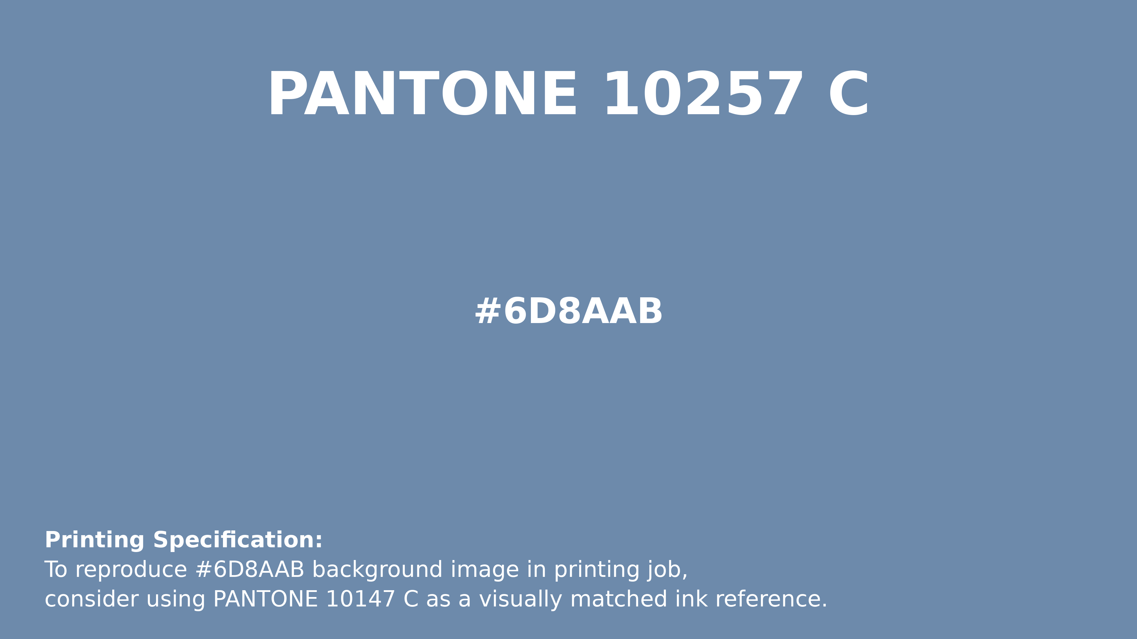 Professional Pantone color reference guide for Pantone 10257 C Color | Hex color Code #6d8aab. Perfect for printing specifications and color matching in production. #pantone #colormatching #printing #6d8aab