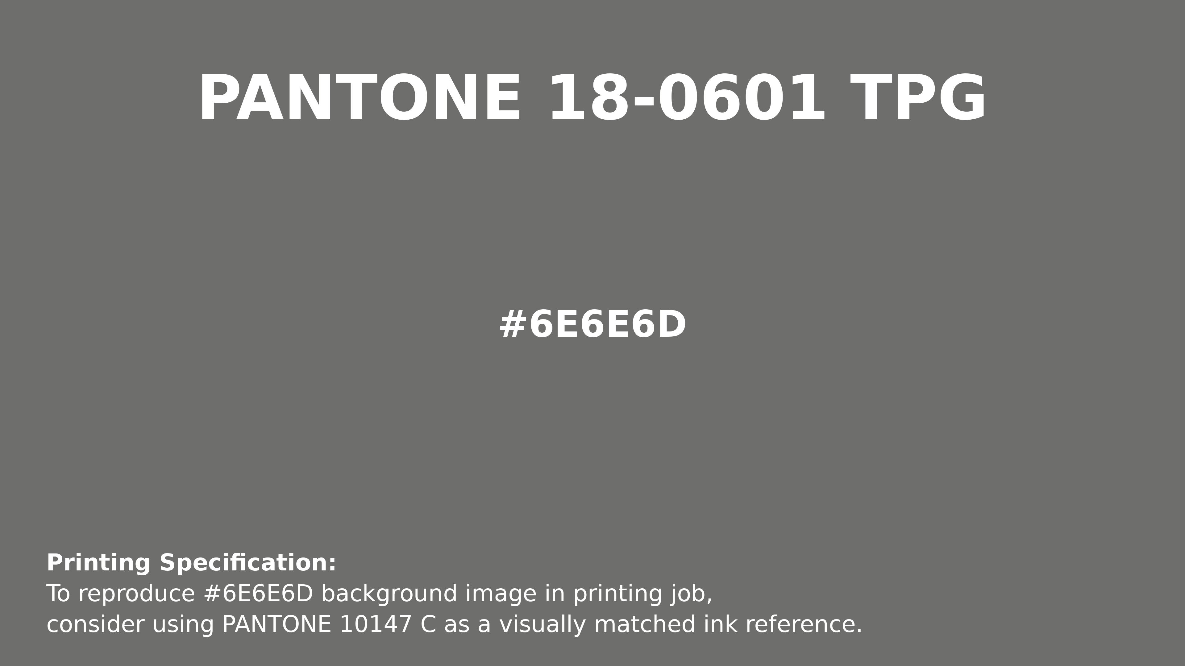 Professional Pantone color reference guide for Pantone 18-0601 Tpg Charcoal Gray Color | Hex color Code #6e6e6d. Perfect for printing specifications and color matching in production. #pantone #colormatching #printing #6e6e6d