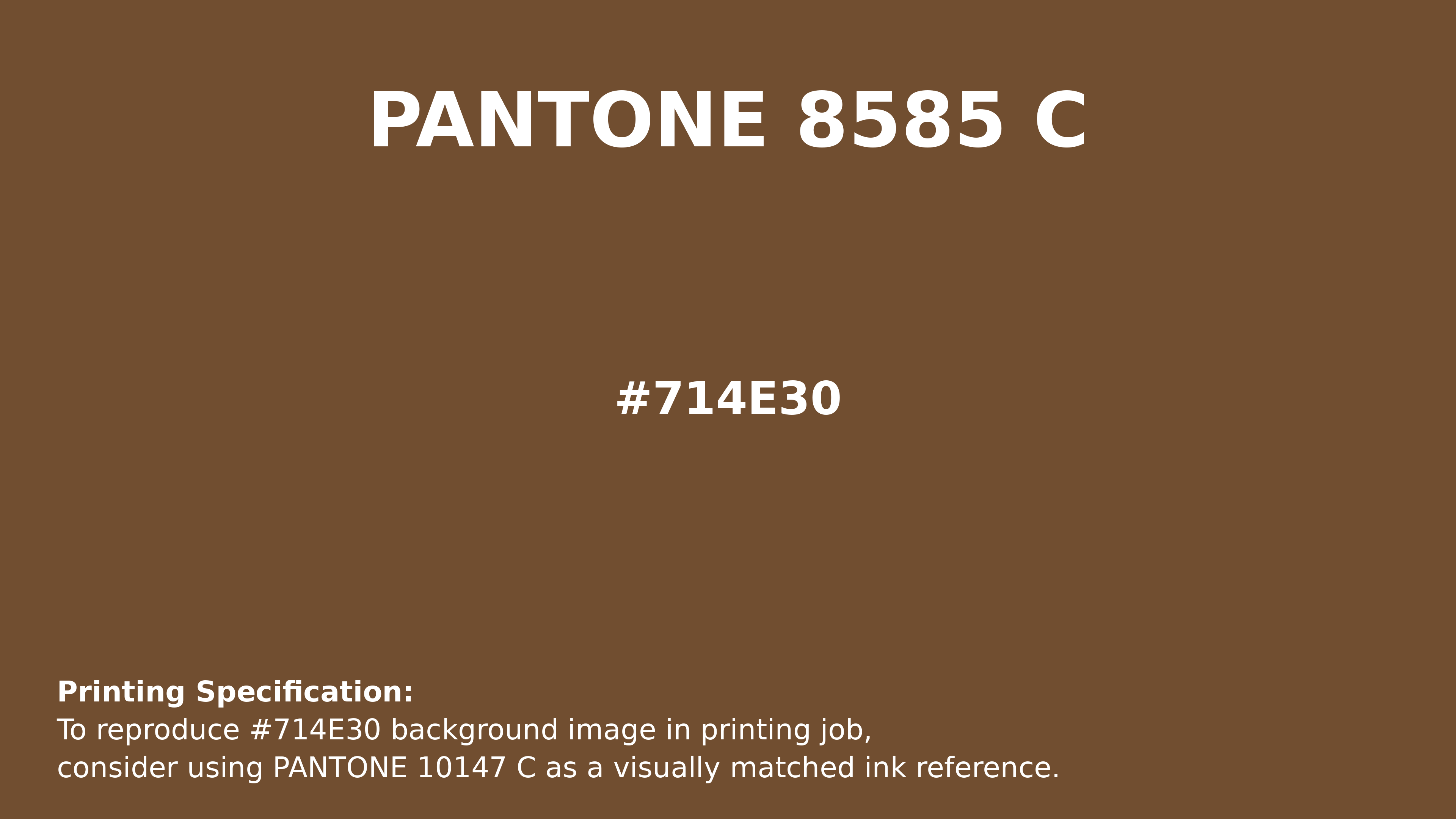 Professional Pantone color reference guide for Pantone 8585 C Color | Hex color Code #714e30. Perfect for printing specifications and color matching in production. #pantone #colormatching #printing #714e30
