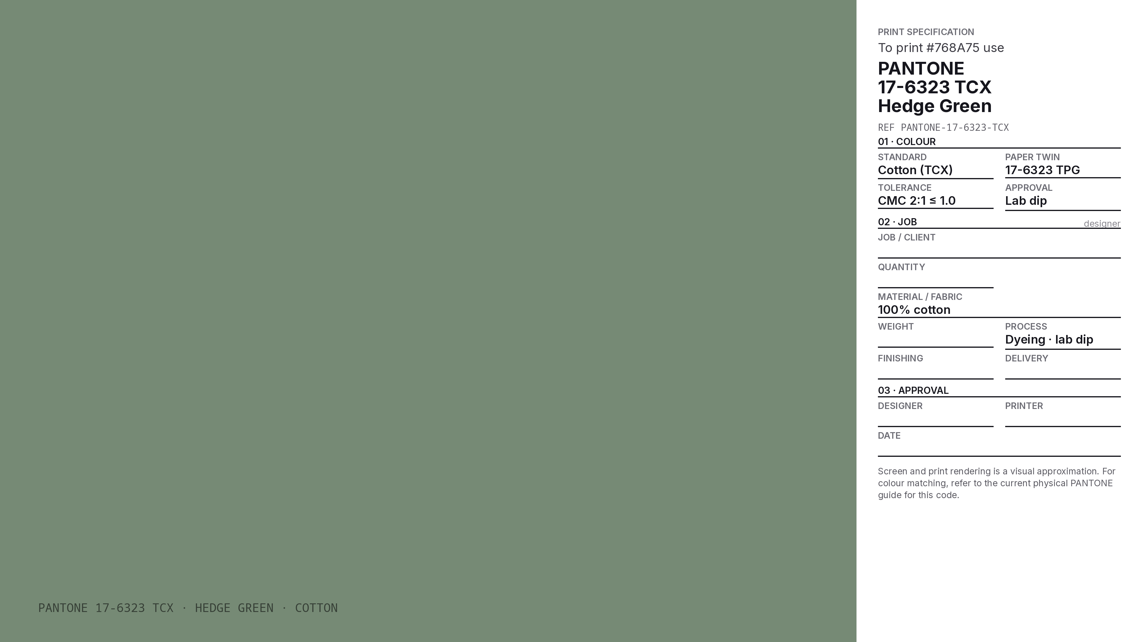 Hedge Green Hex Code #768A75 — RGB, CMYK & HSL Color Values