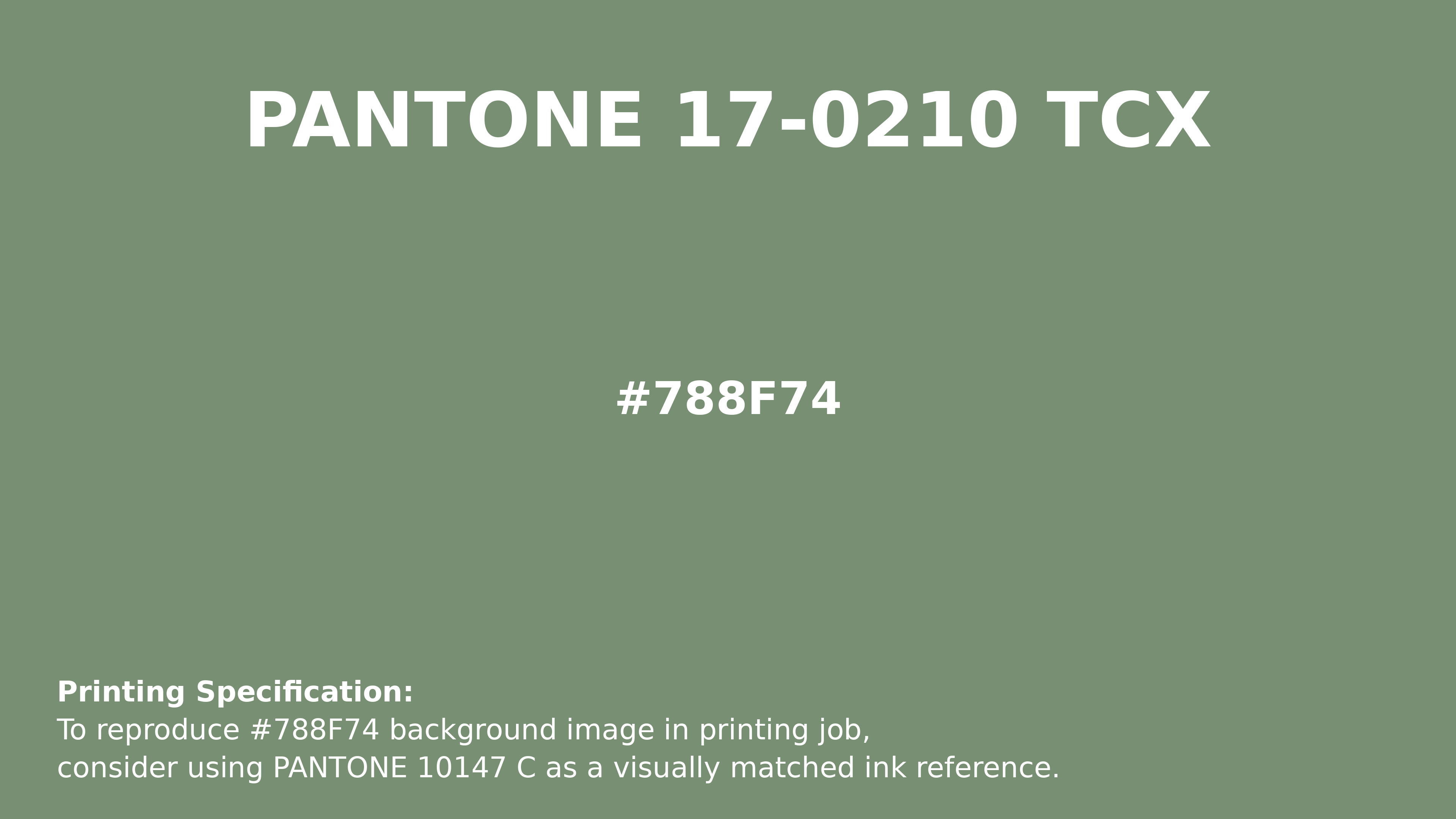 Professional Pantone color reference guide for Pantone 17-0210 Tcx Loden Frost Color | Hex color Code #788f74. Perfect for printing specifications and color matching in production. #pantone #colormatching #printing #788f74