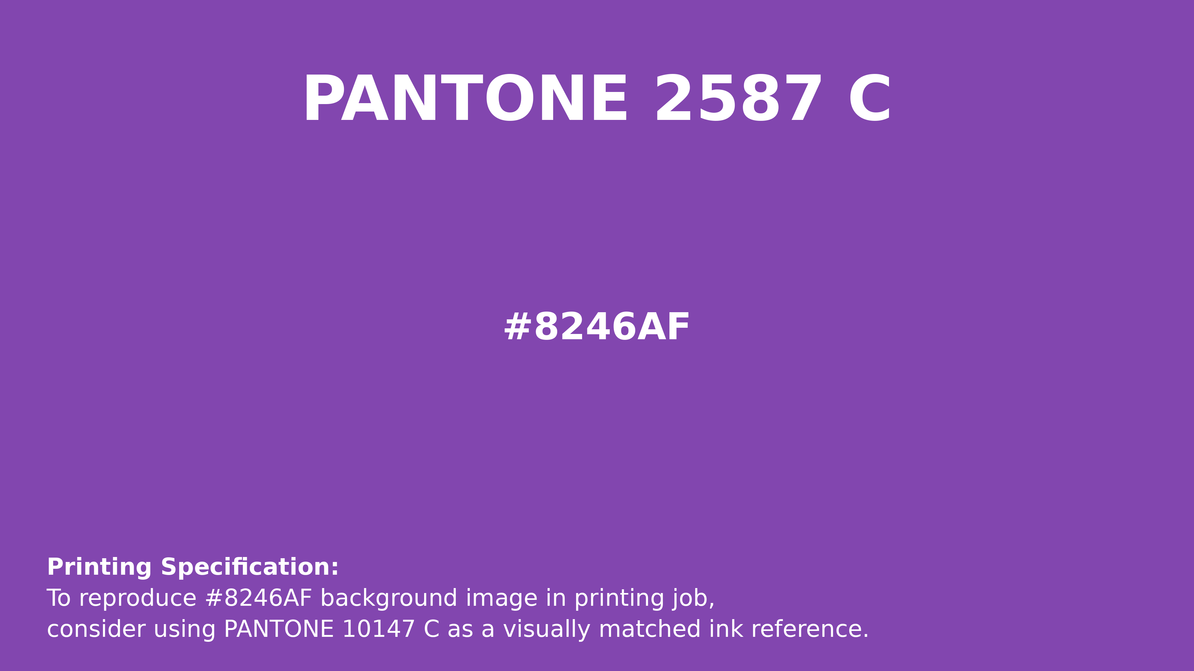 Professional Pantone color reference guide for Pantone 2587 C Color | Hex color Code #8246af. Perfect for printing specifications and color matching in production. #pantone #colormatching #printing #8246af