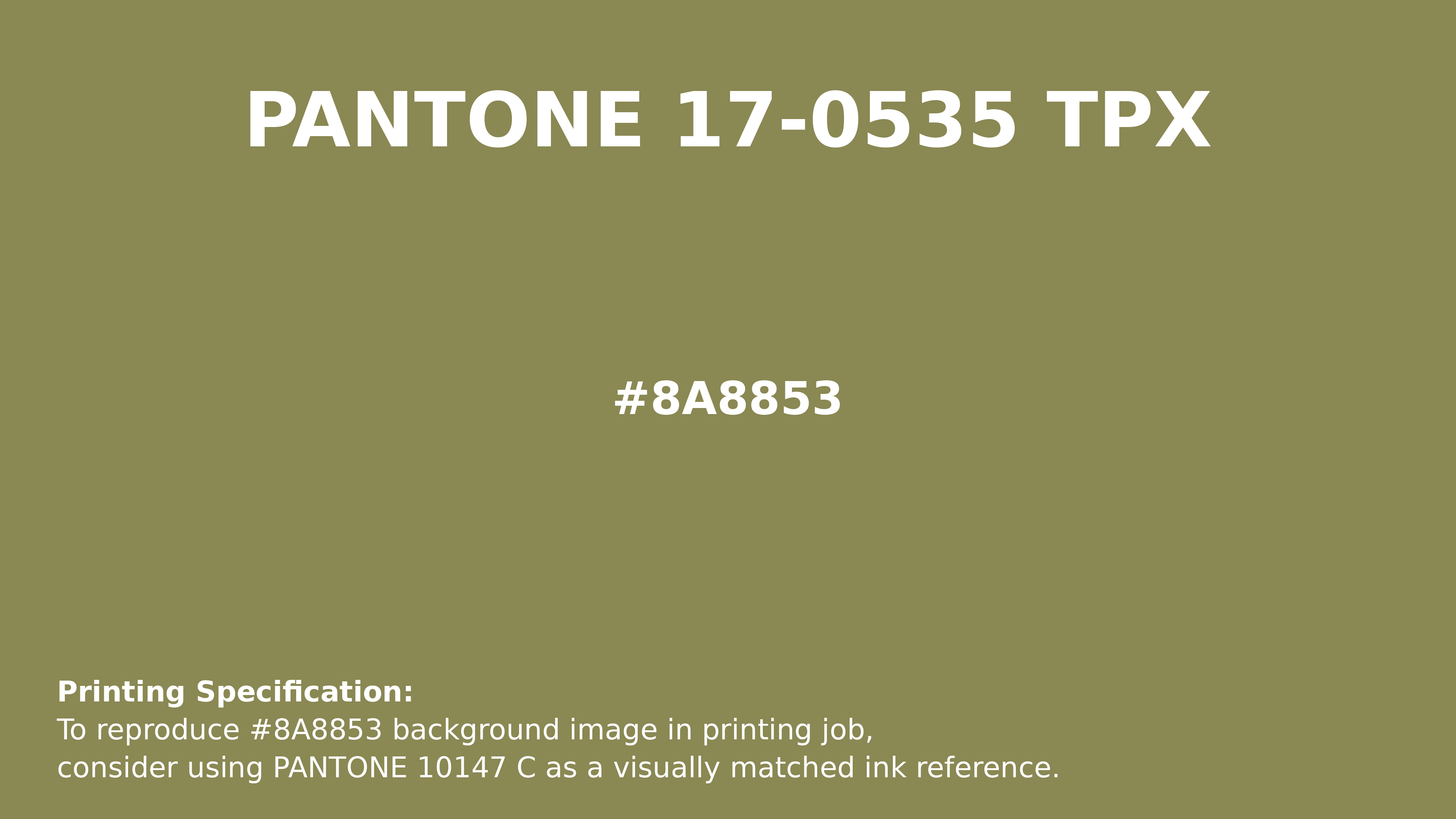 Professional Pantone color reference guide for Pantone 17-0535 Tpx Green Olive Color | Hex color Code #8a8853. Perfect for printing specifications and color matching in production. #pantone #colormatching #printing #8a8853