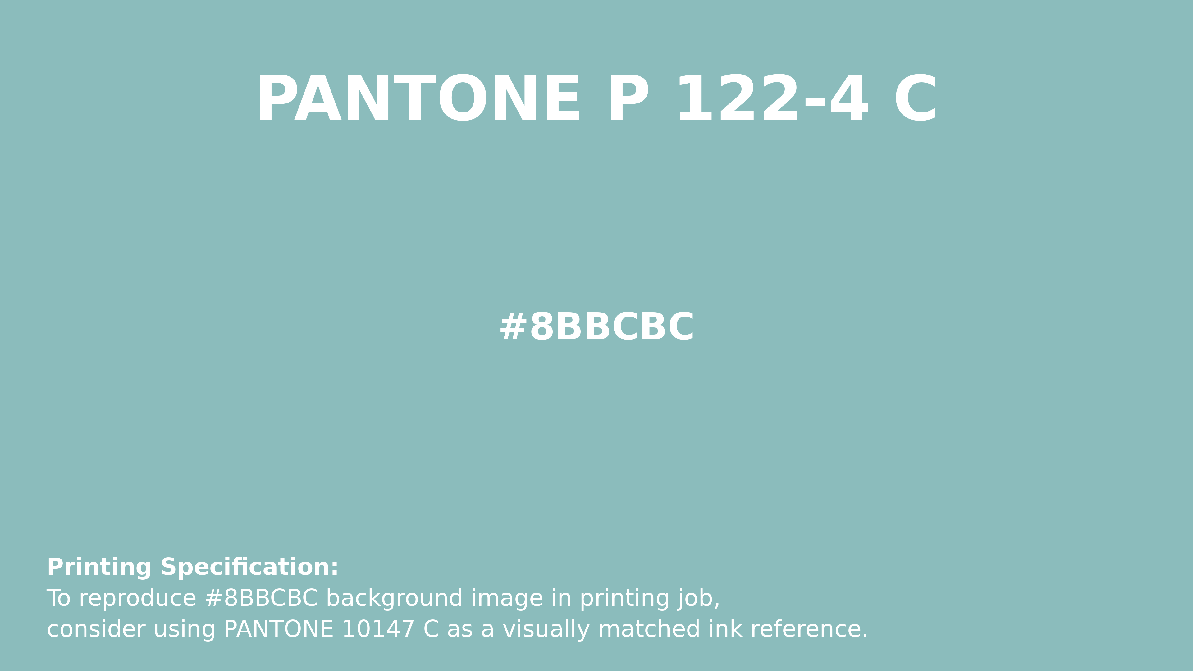 Professional Pantone color reference guide for Pantone P 122-4 C Color | Hex color Code #8bbcbc. Perfect for printing specifications and color matching in production. #pantone #colormatching #printing #8bbcbc