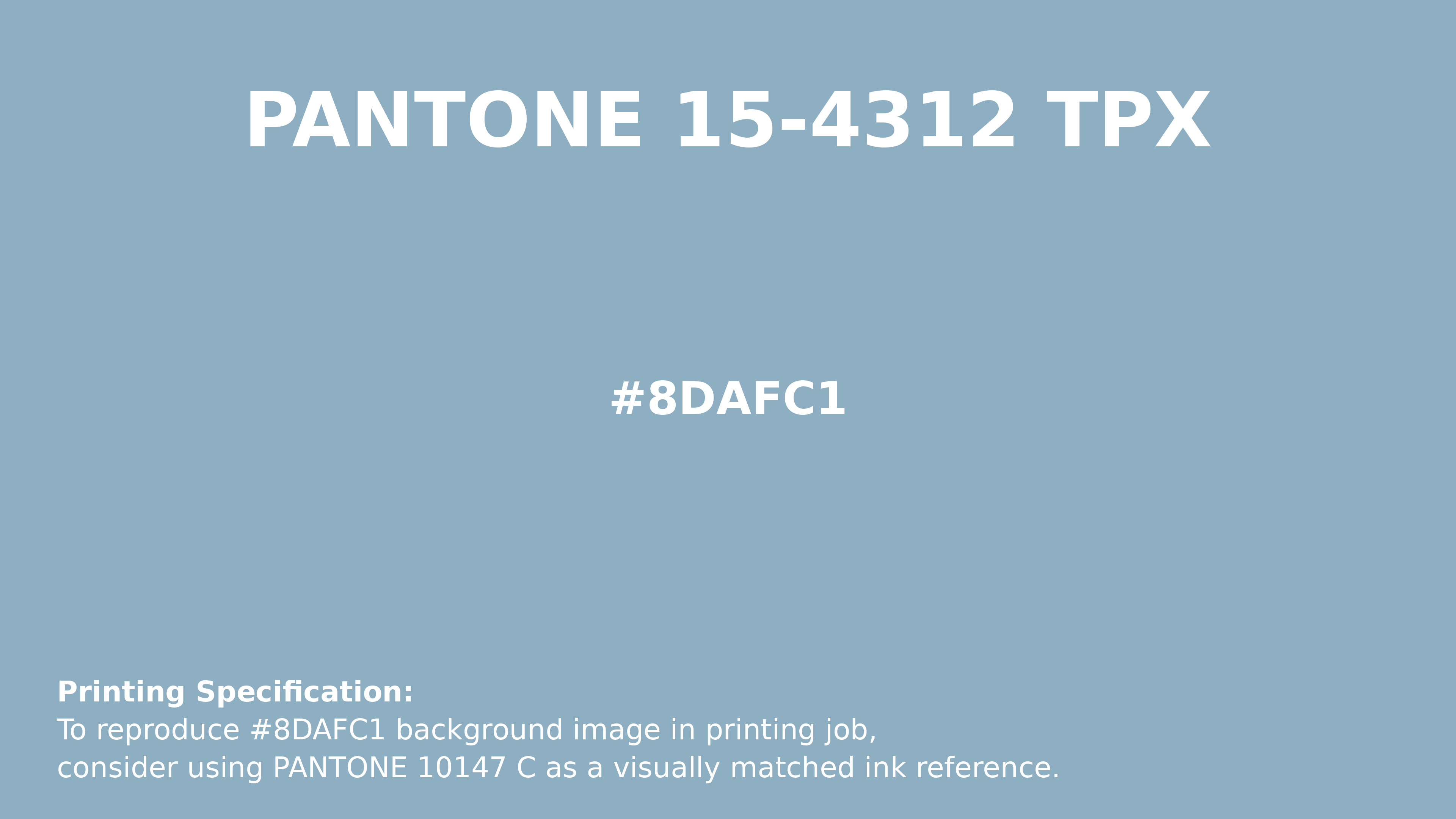 Professional Pantone color reference guide for Pantone 15-4312 Tpx Forget-Me-Not Color | Hex color Code #8dafc1. Perfect for printing specifications and color matching in production. #pantone #colormatching #printing #8dafc1