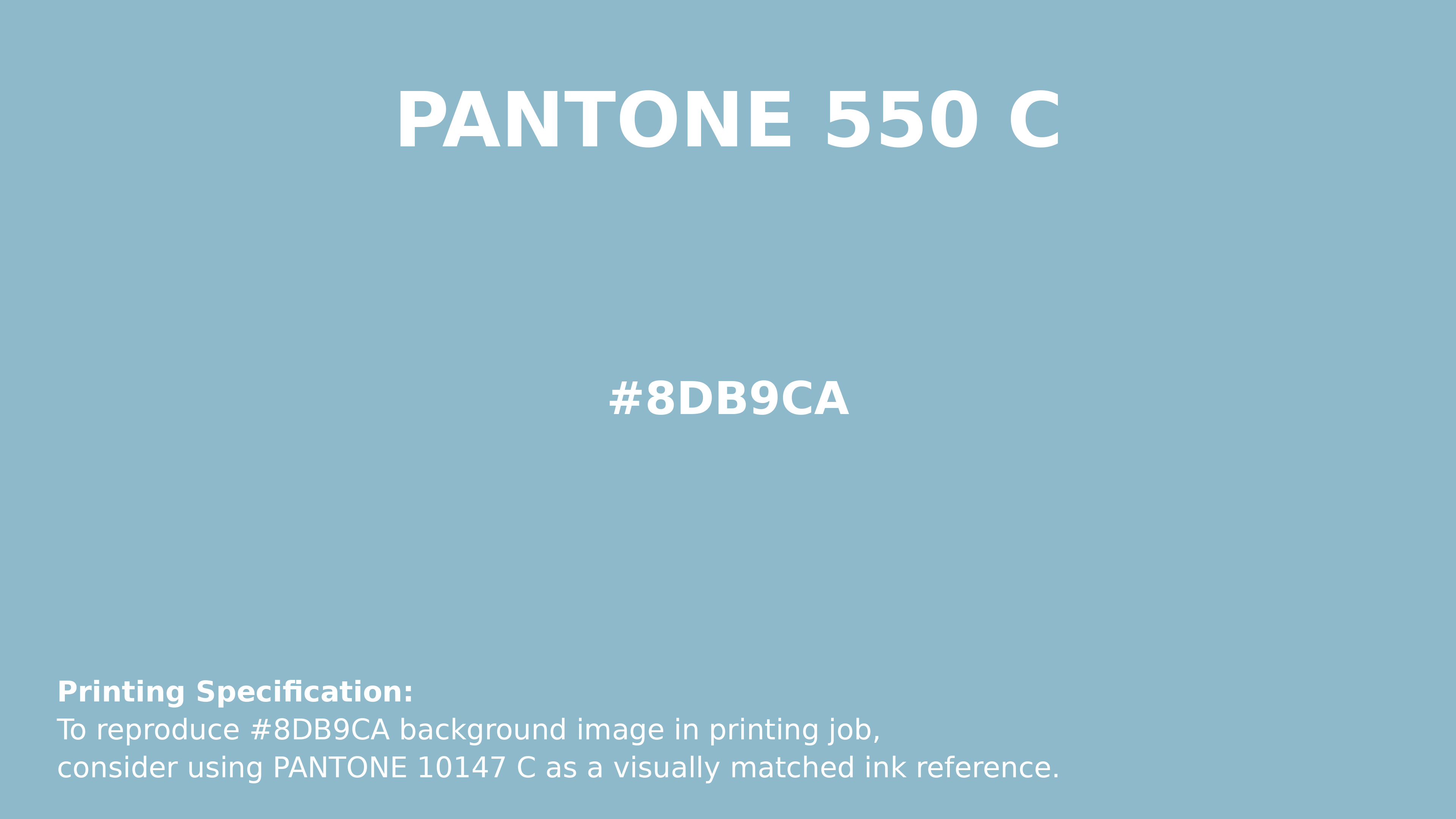 Professional Pantone color reference guide for Pantone 550 C Color | Hex color Code #8db9ca. Perfect for printing specifications and color matching in production. #pantone #colormatching #printing #8db9ca