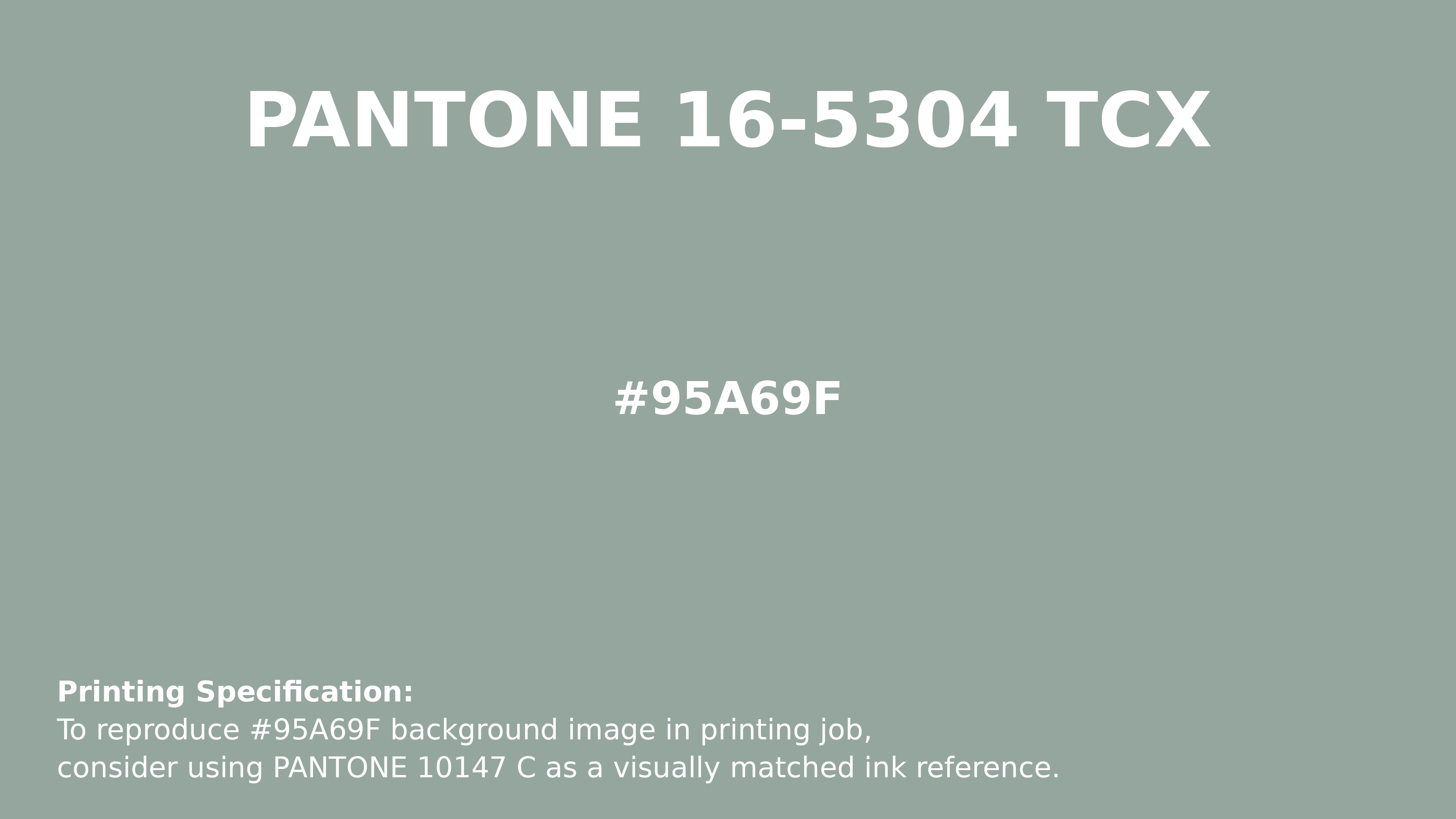 Professional Pantone color reference guide for Pantone 16-5304 Tcx Jadeite Color | Hex color Code #95a69f. Perfect for printing specifications and color matching in production. #pantone #colormatching #printing #95a69f