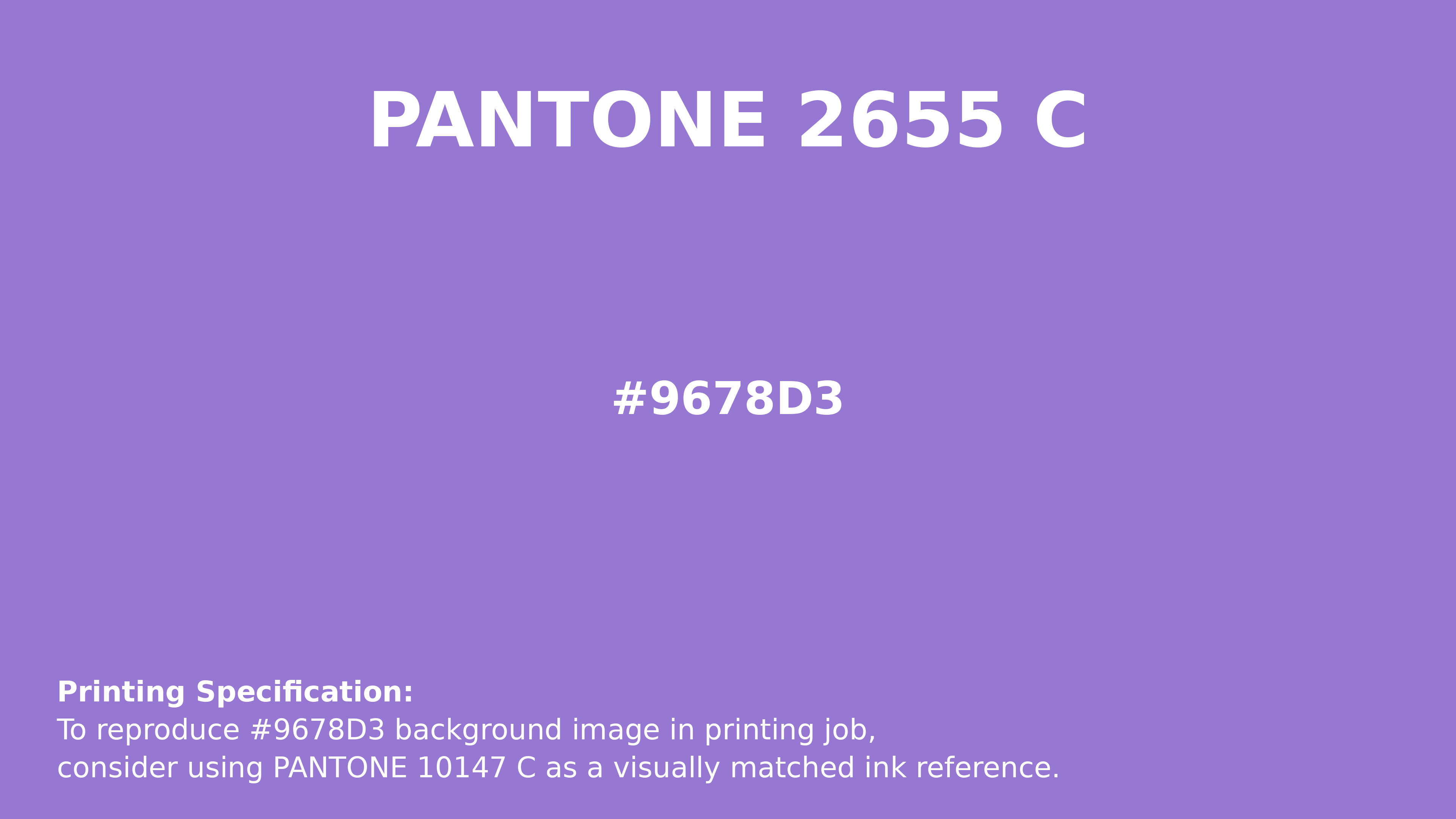 Hex Color #9678d3 | Pantone PANTONE 2655 C | Hsl | Rgb