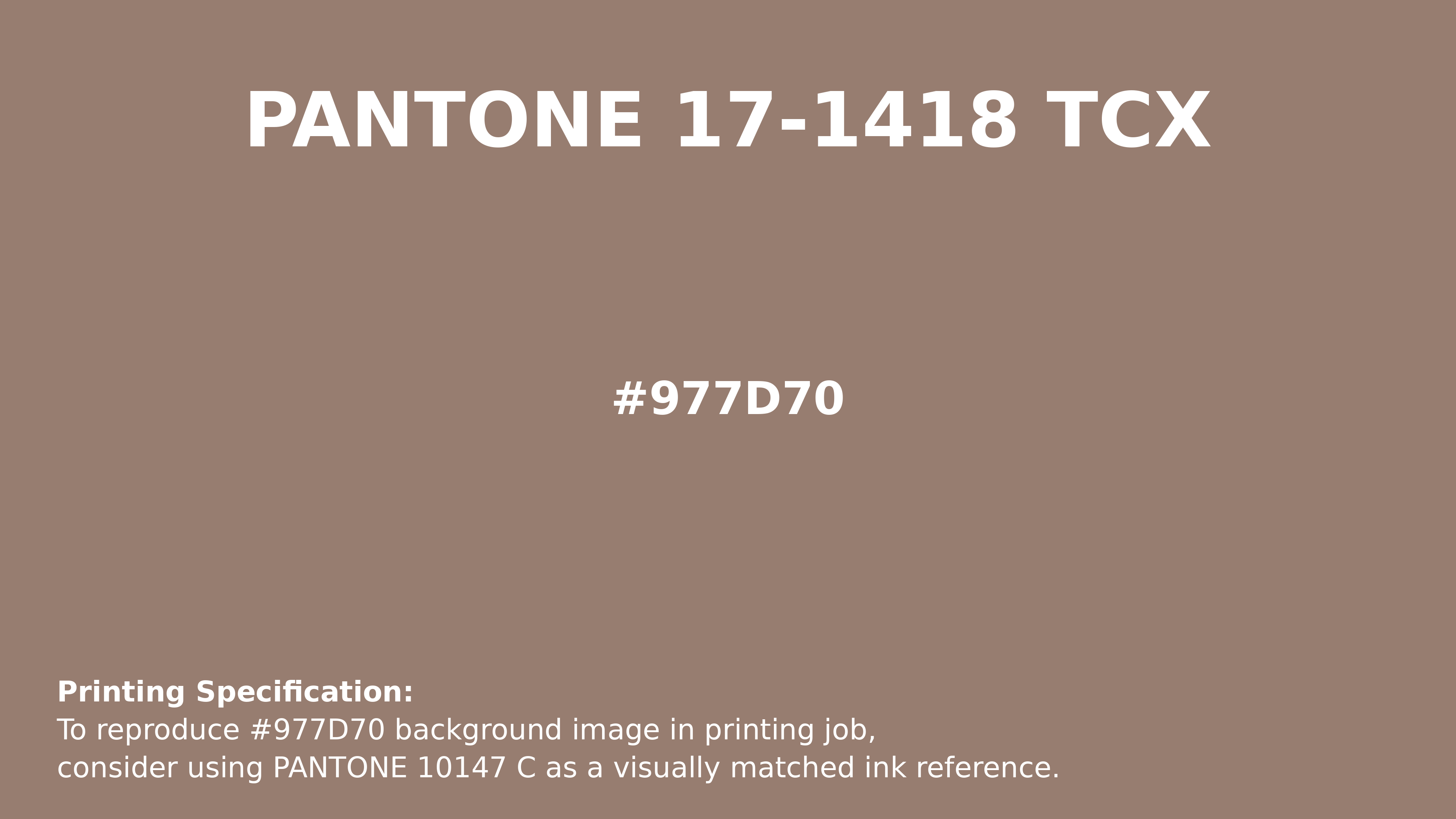 Hex Color #977d70 information | Hsl | Rgb | Pantone