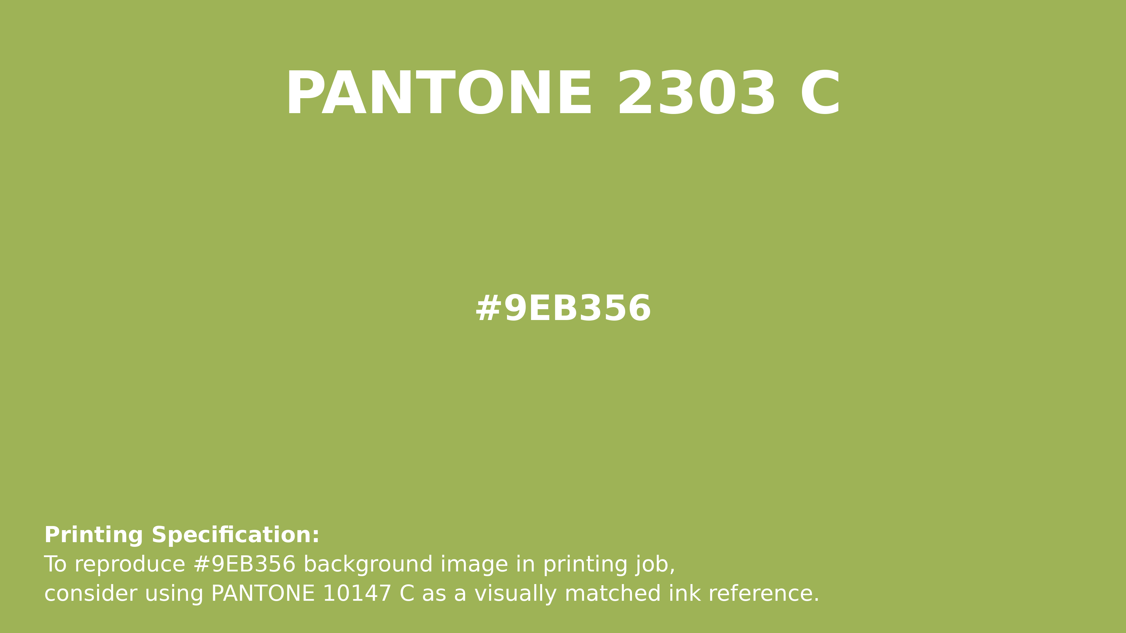 Professional Pantone color reference guide for Pantone 2303 C Color | Hex color Code #9eb356. Perfect for printing specifications and color matching in production. #pantone #colormatching #printing #9eb356