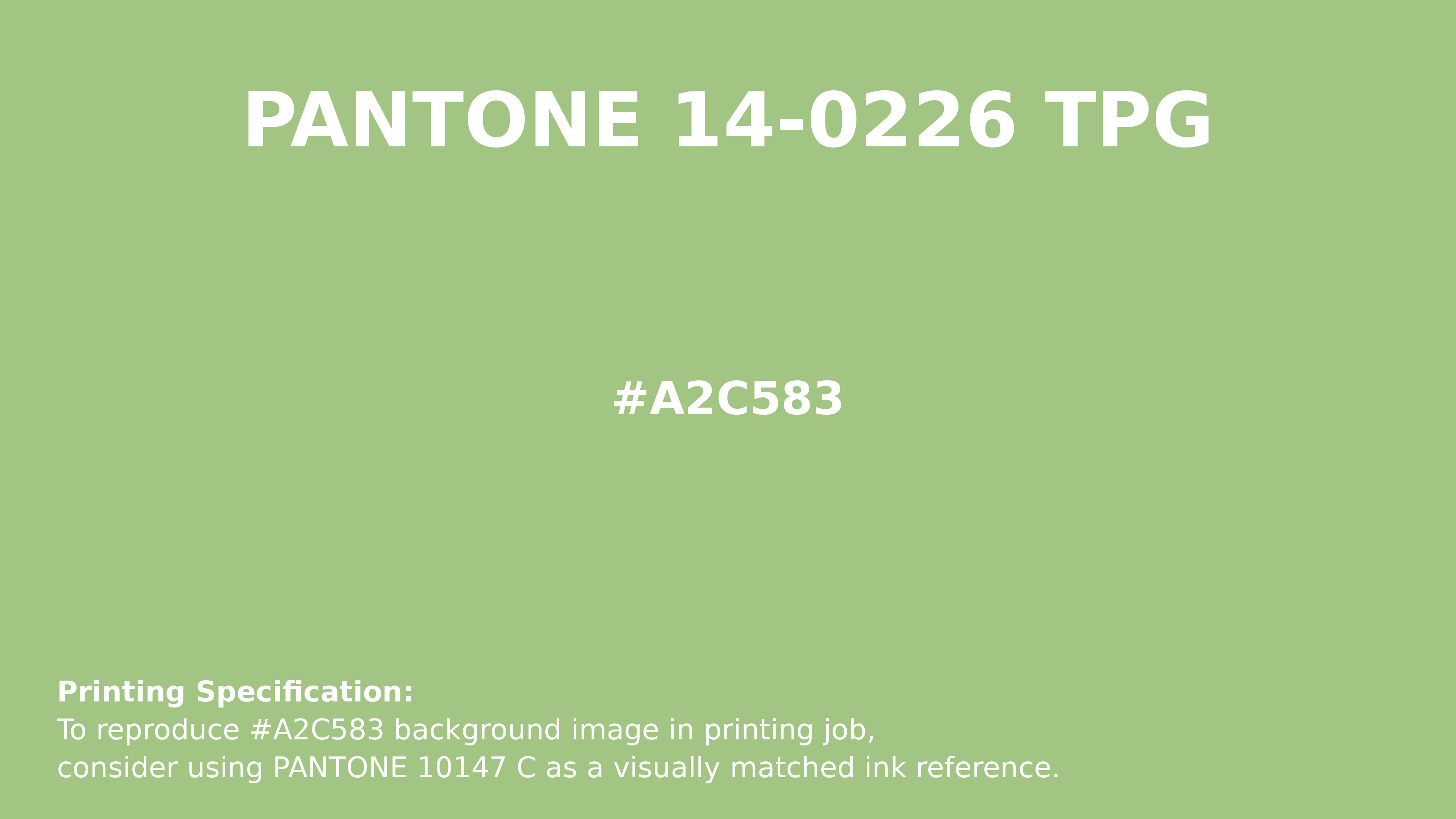 Professional Pantone color reference guide for Pantone 14-0226 Tpg Opaline Green Color | Hex color Code #a2c583. Perfect for printing specifications and color matching in production. #pantone #colormatching #printing #a2c583