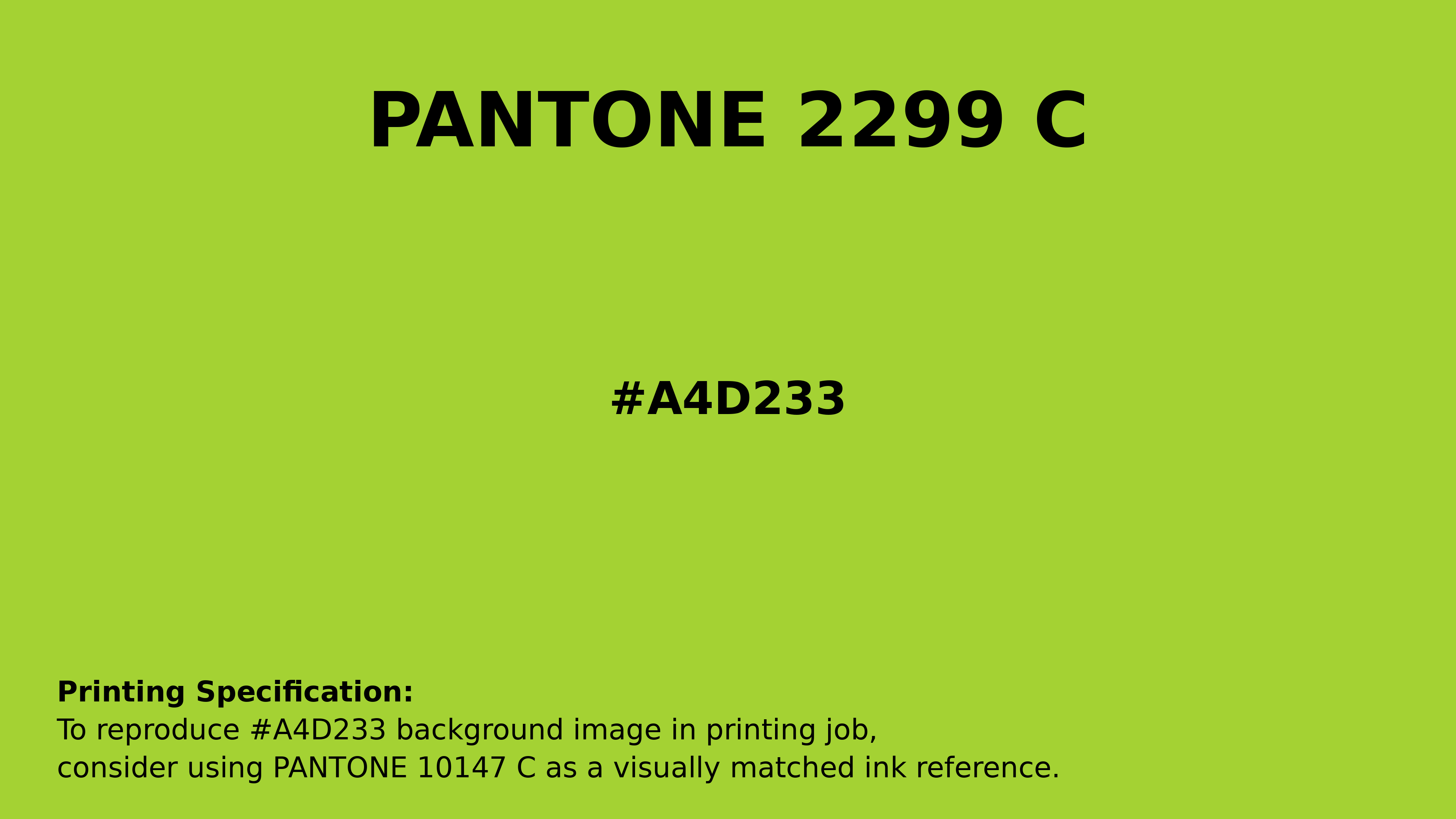 Professional Pantone color reference guide for Pantone 2299 C Color | Hex color Code #a4d233. Perfect for printing specifications and color matching in production. #pantone #colormatching #printing #a4d233