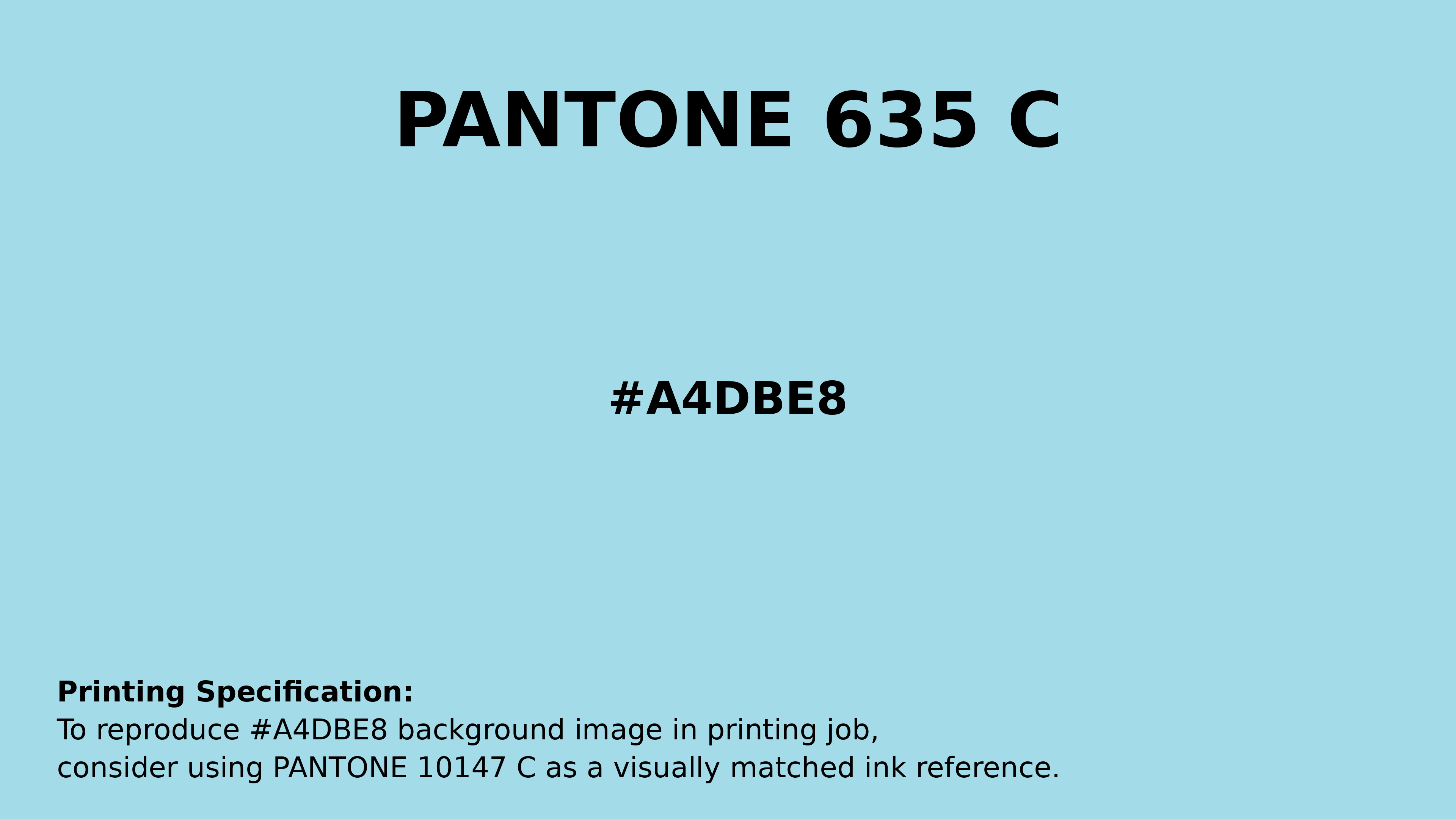 Professional Pantone color reference guide for Pantone 635 C Color | Hex color Code #a4dbe8. Perfect for printing specifications and color matching in production. #pantone #colormatching #printing #a4dbe8