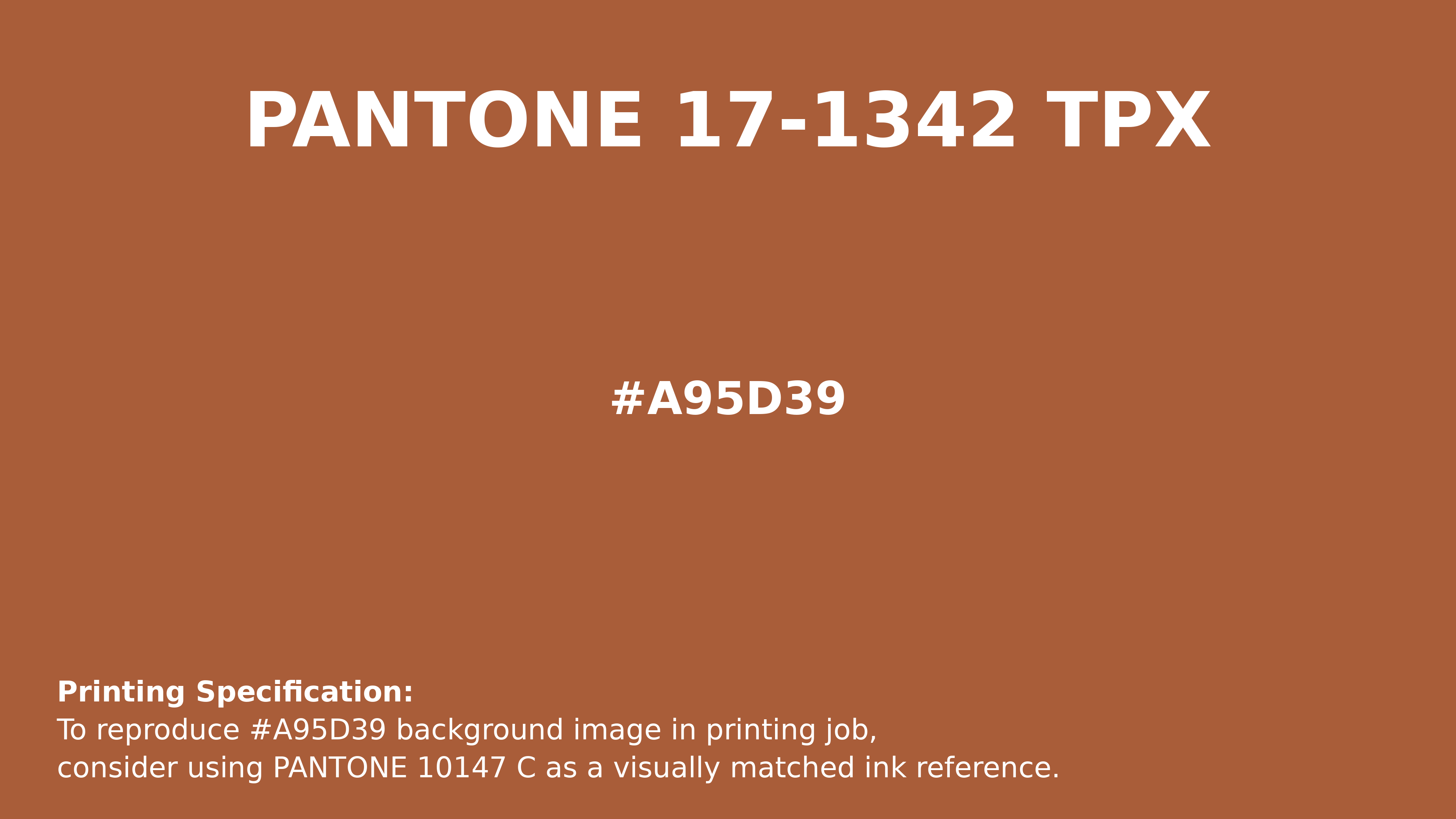 Hex Color #a95d39 | Printing Match PANTONE 17-1342 TPX | Color