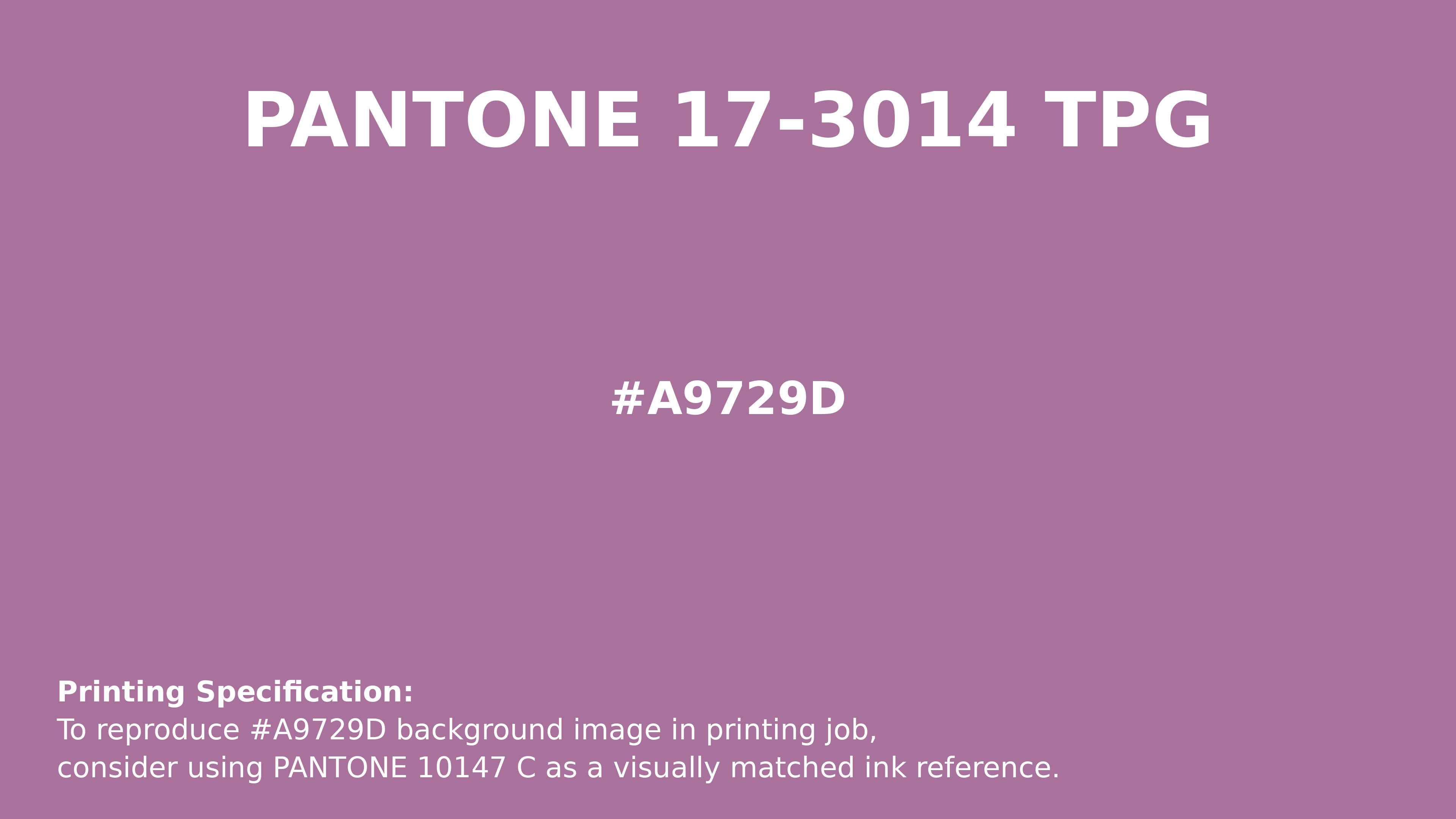 Professional Pantone color reference guide for Pantone 17-3014 Tpg Mulberry Color | Hex color Code #a9729d. Perfect for printing specifications and color matching in production. #pantone #colormatching #printing #a9729d