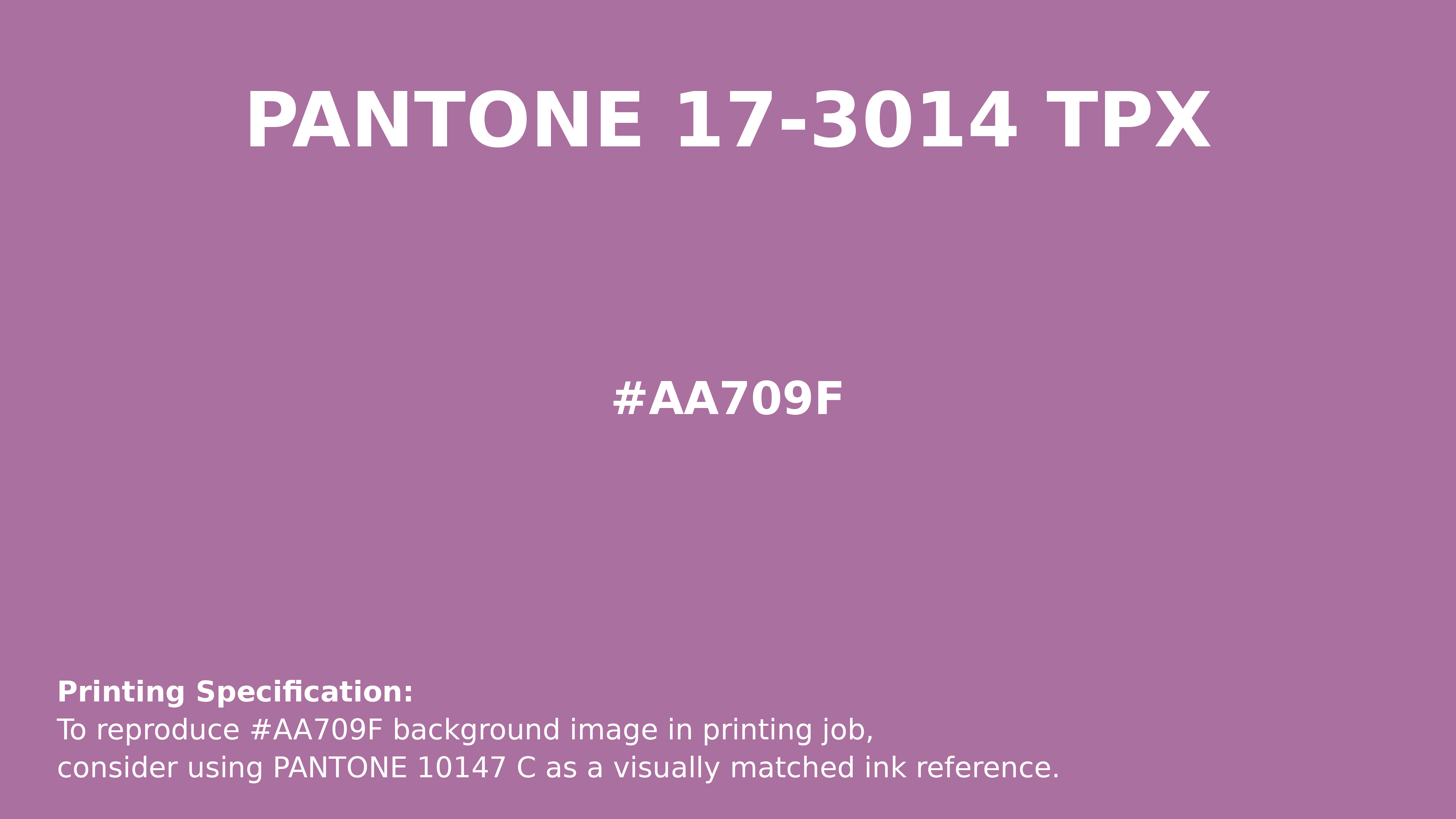 Professional Pantone color reference guide for Pantone 17-3014 Tpx Mulberry Color | Hex color Code #aa709f. Perfect for printing specifications and color matching in production. #pantone #colormatching #printing #aa709f