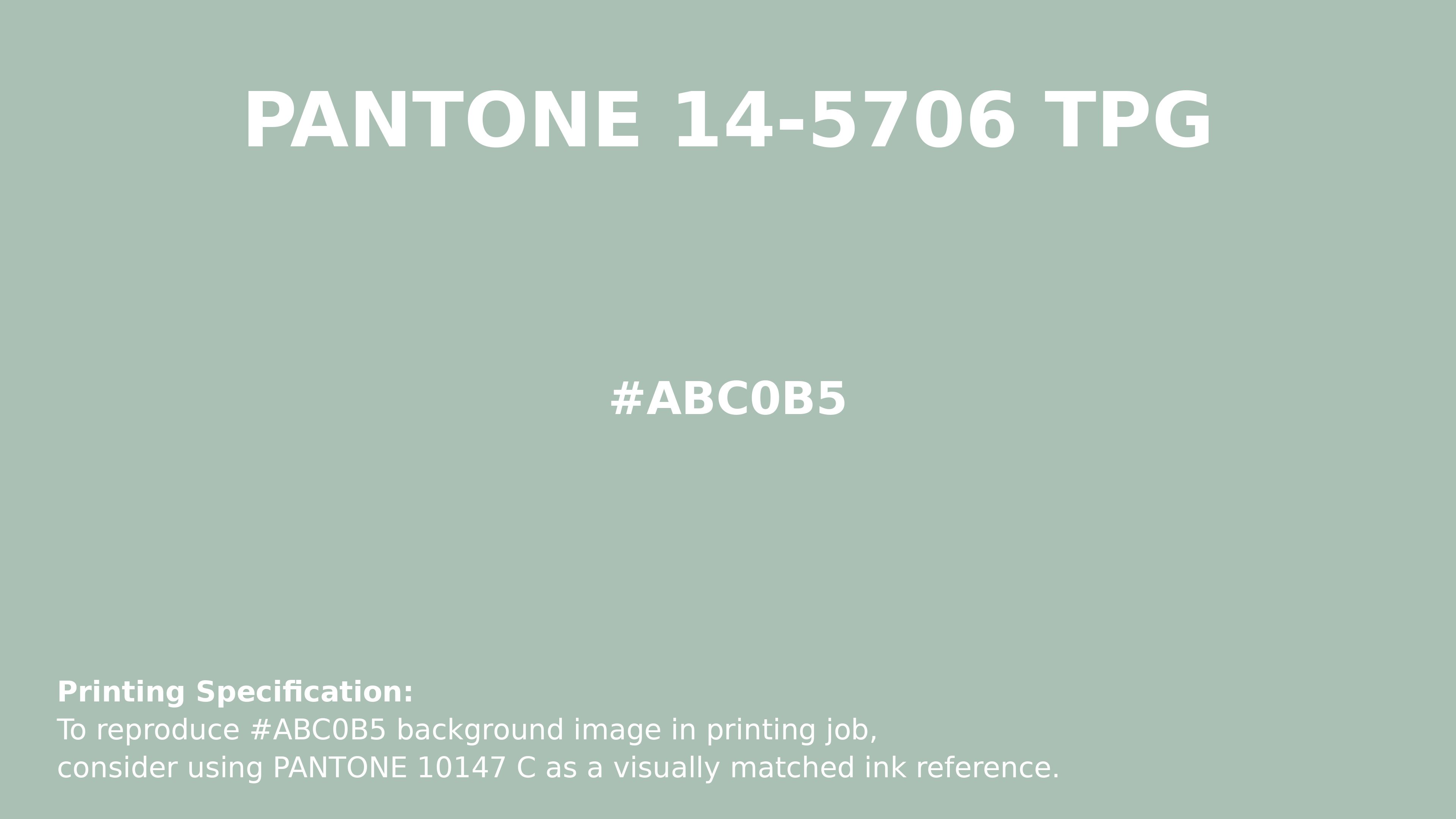 Professional Pantone color reference guide for Pantone 14-5706 Tpg Silt Green Color | Hex color Code #abc0b5. Perfect for printing specifications and color matching in production. #pantone #colormatching #printing #abc0b5