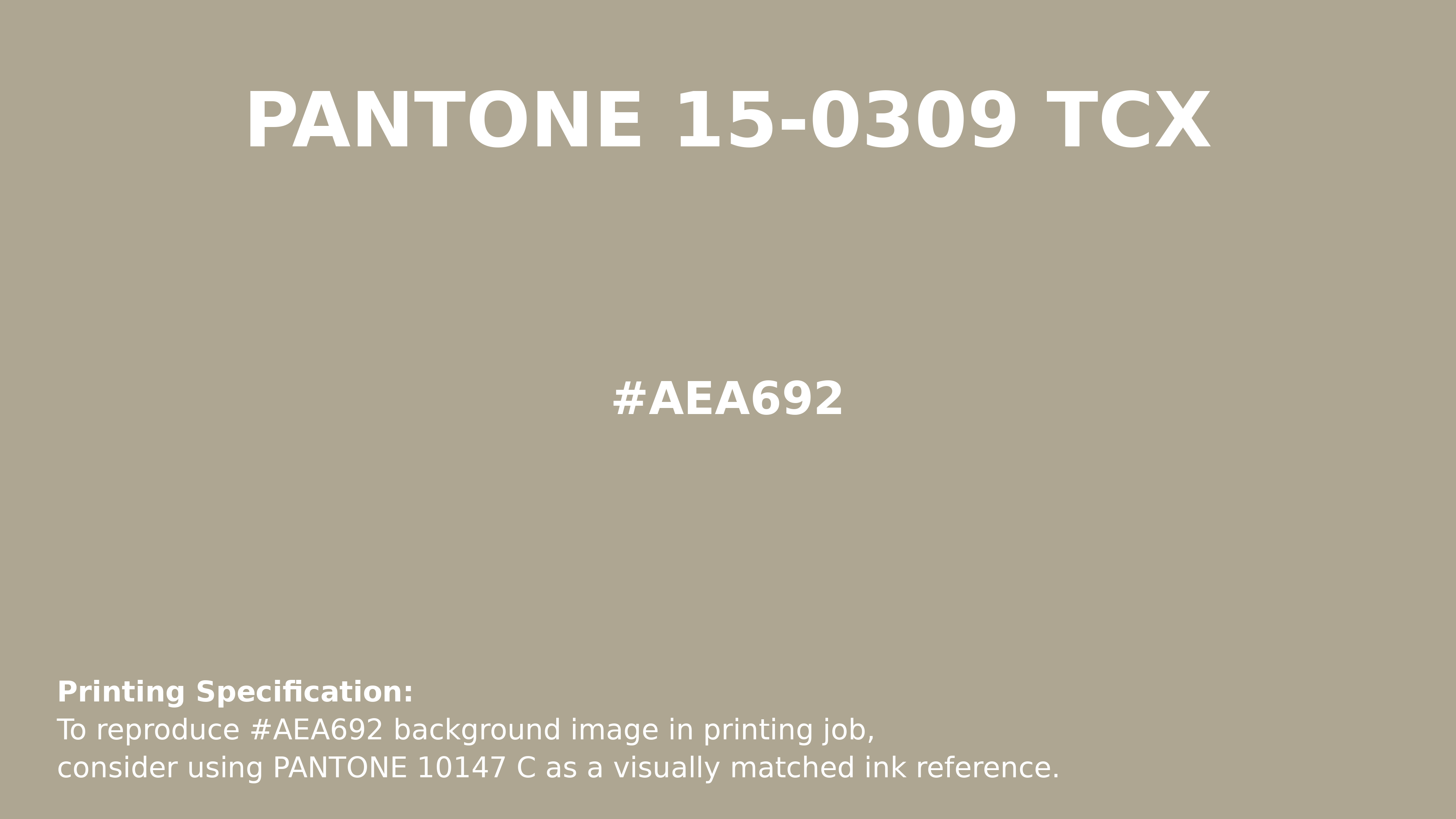 Professional Pantone color reference guide for Pantone 15-0309 Tcx Spray Green Color | Hex color Code #aea692. Perfect for printing specifications and color matching in production. #pantone #colormatching #printing #aea692