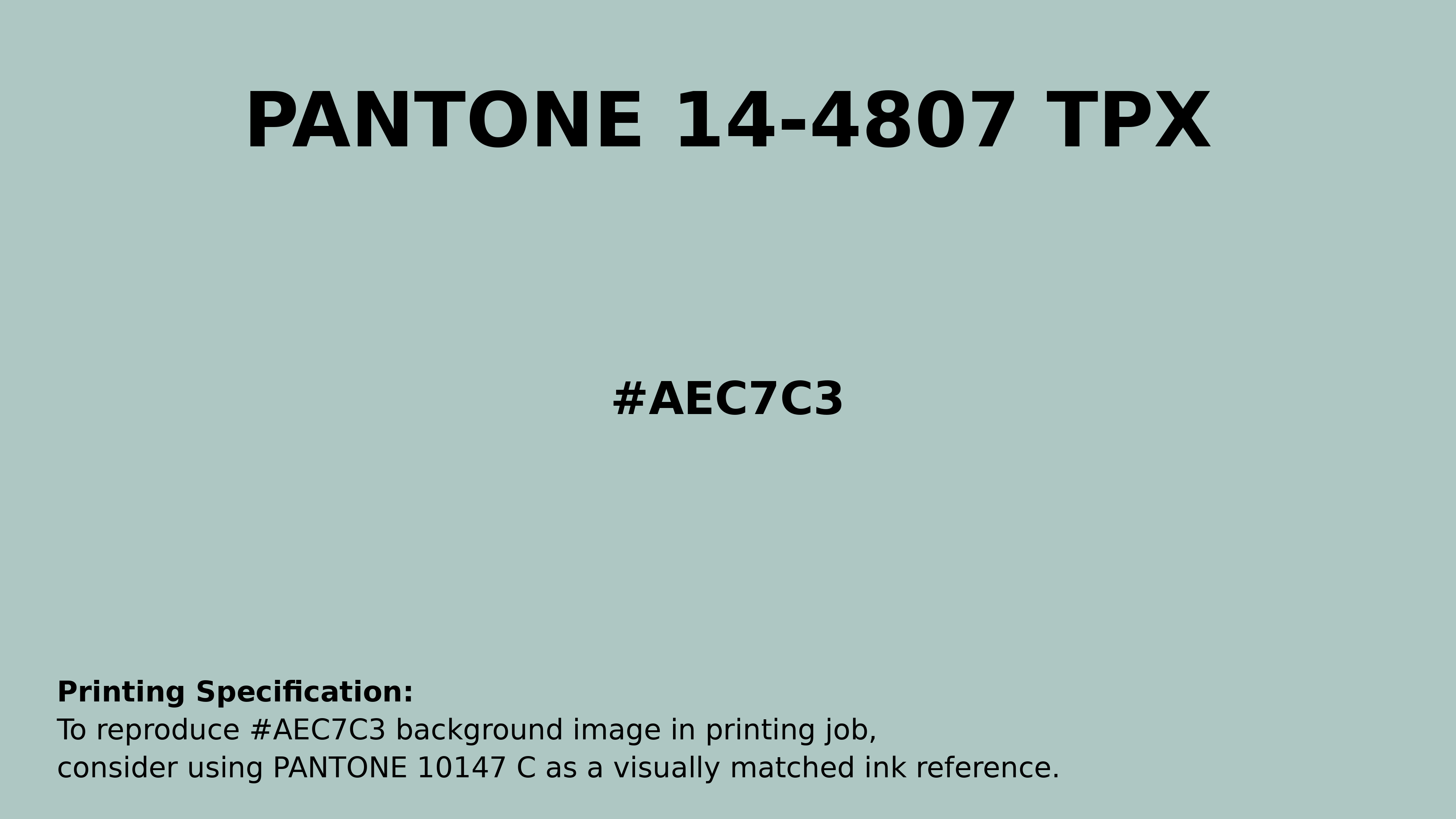 Hex Color #aec7c3 | Printing Match PANTONE 14-4807 TPX | Color