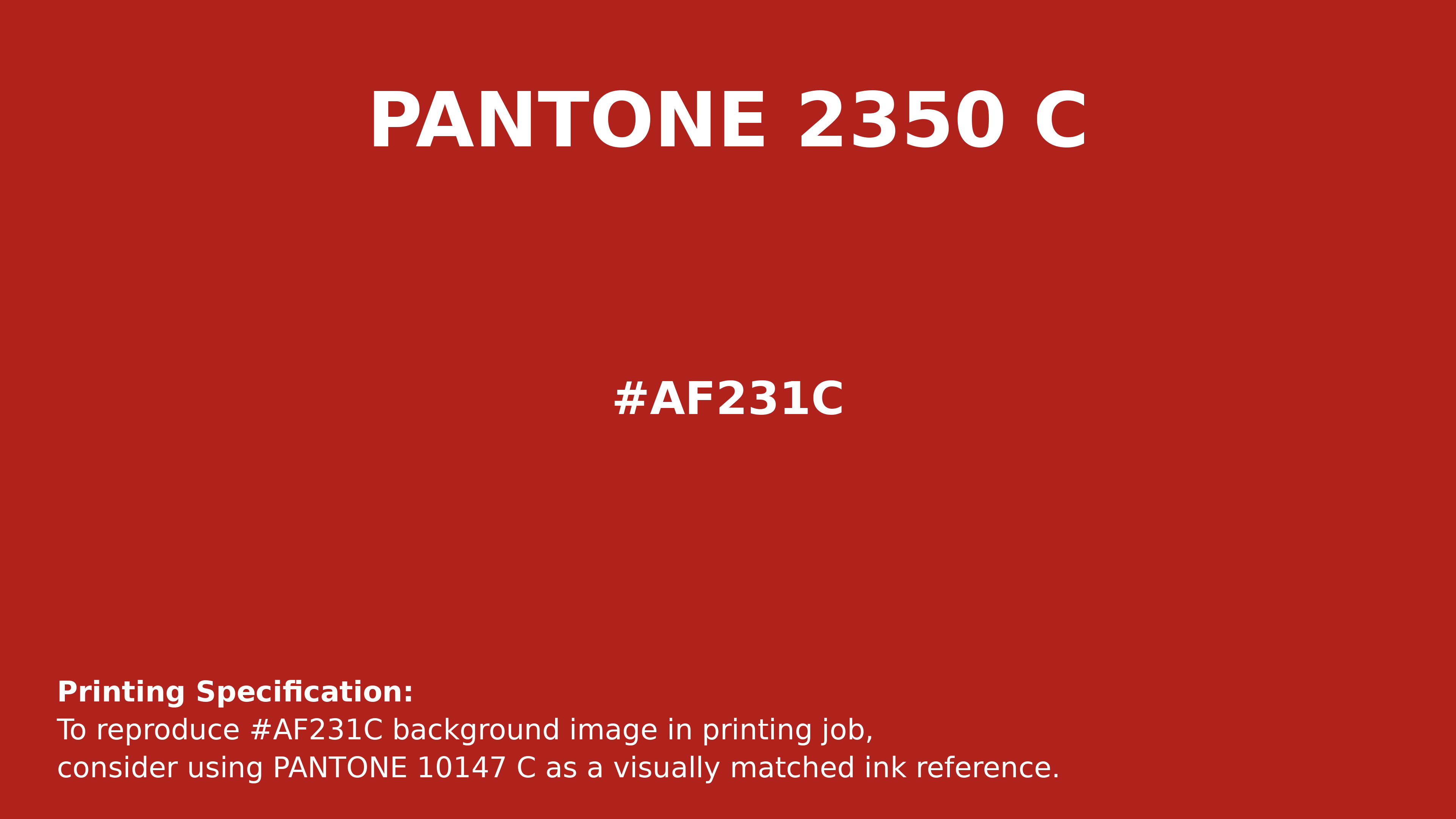 Professional Pantone color reference guide for Pantone 2350 C Color | Hex color Code #af231c. Perfect for printing specifications and color matching in production. #pantone #colormatching #printing #af231c