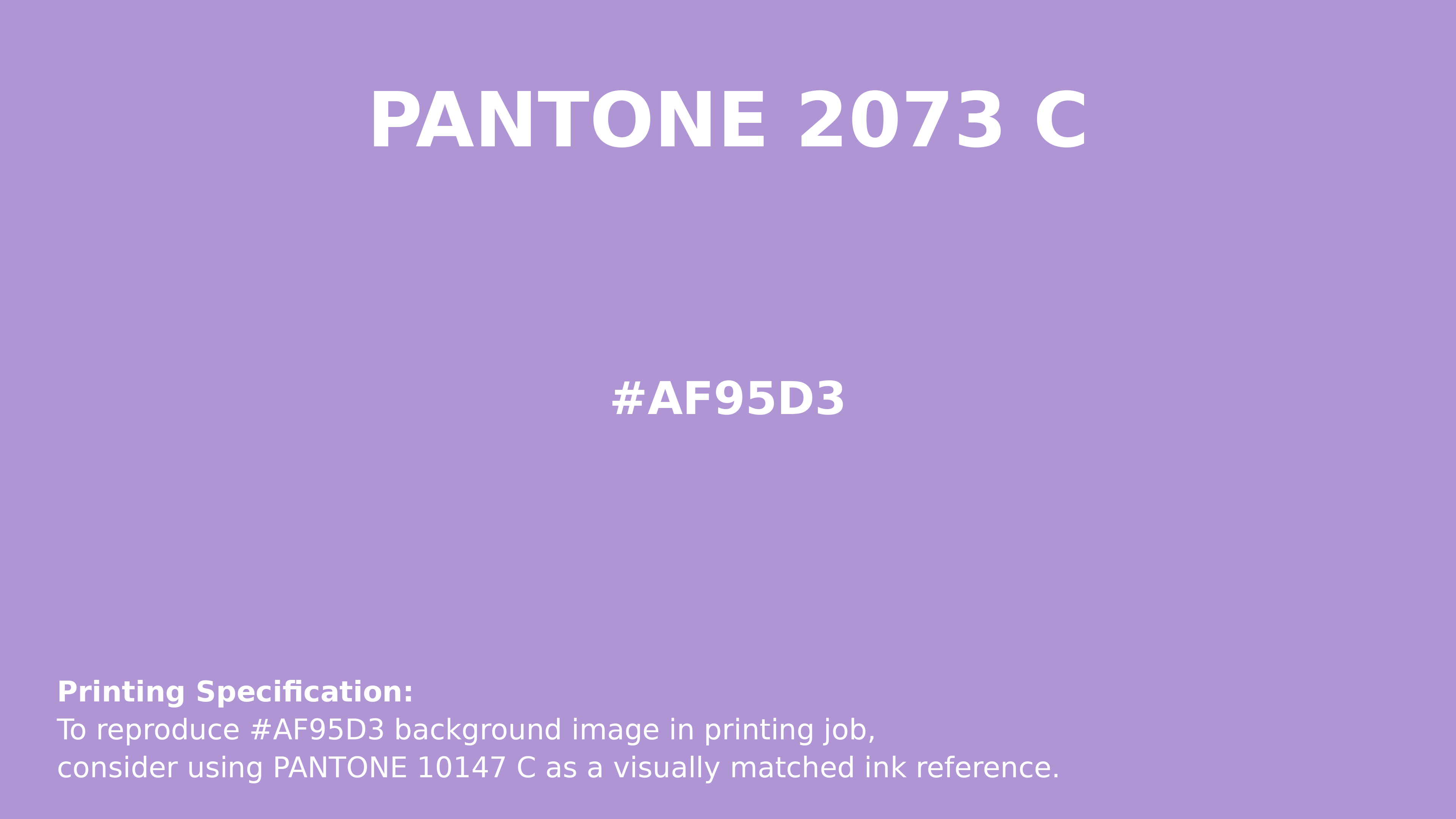 Professional Pantone color reference guide for Pantone 2073 C Color | Hex color Code #af95d3. Perfect for printing specifications and color matching in production. #pantone #colormatching #printing #af95d3