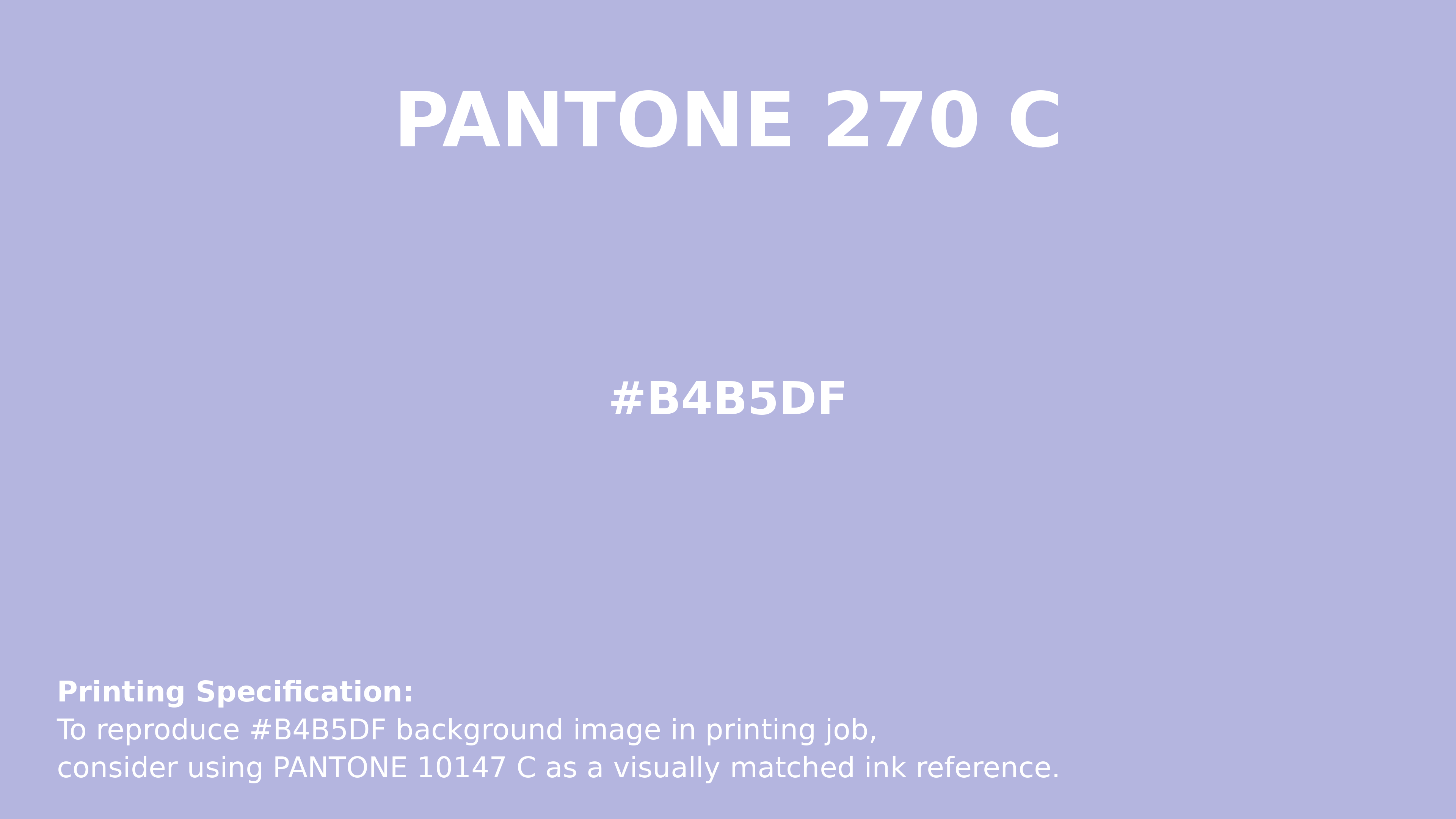 Professional Pantone color reference guide for Pantone 270 C Color | Hex color Code #b4b5df. Perfect for printing specifications and color matching in production. #pantone #colormatching #printing #b4b5df