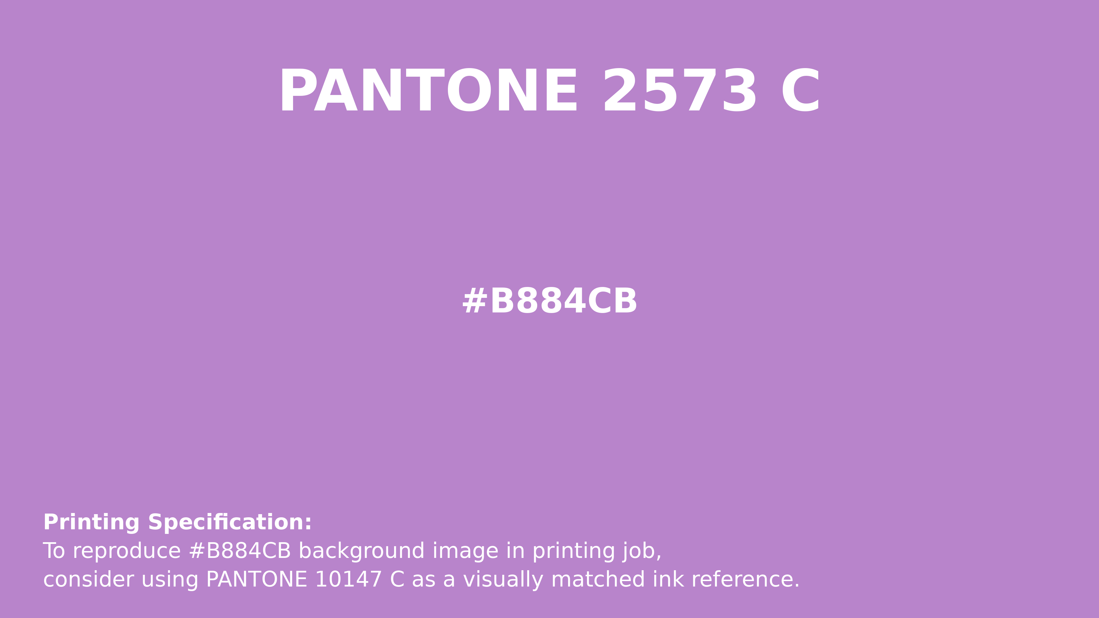 Professional Pantone color reference guide for Pantone 2573 C Color | Hex color Code #b884cb. Perfect for printing specifications and color matching in production. #pantone #colormatching #printing #b884cb