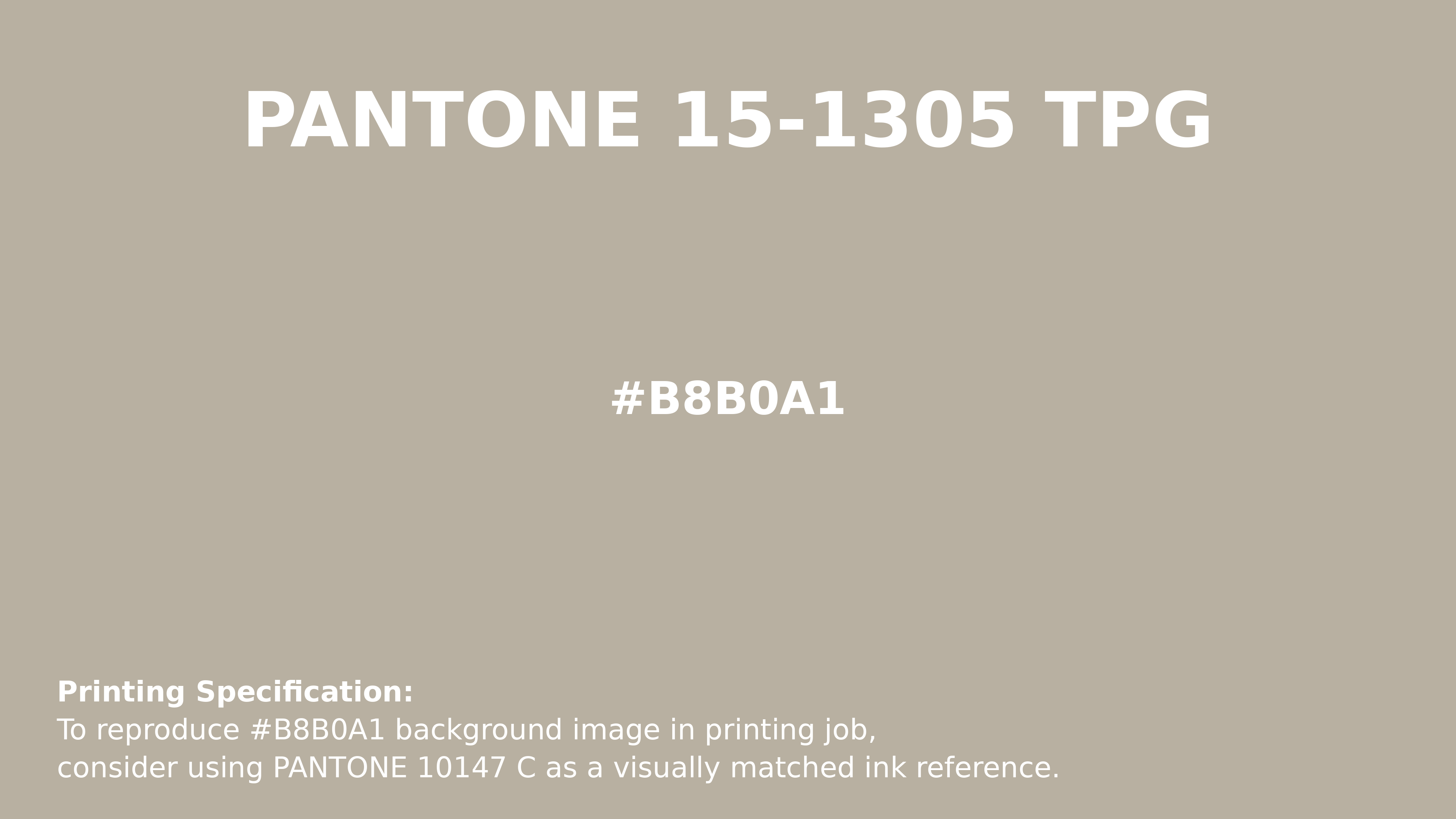 Professional Pantone color reference guide for Pantone 15-1305 Tpg Feather Gray Color | Hex color Code #b8b0a1. Perfect for printing specifications and color matching in production. #pantone #colormatching #printing #b8b0a1