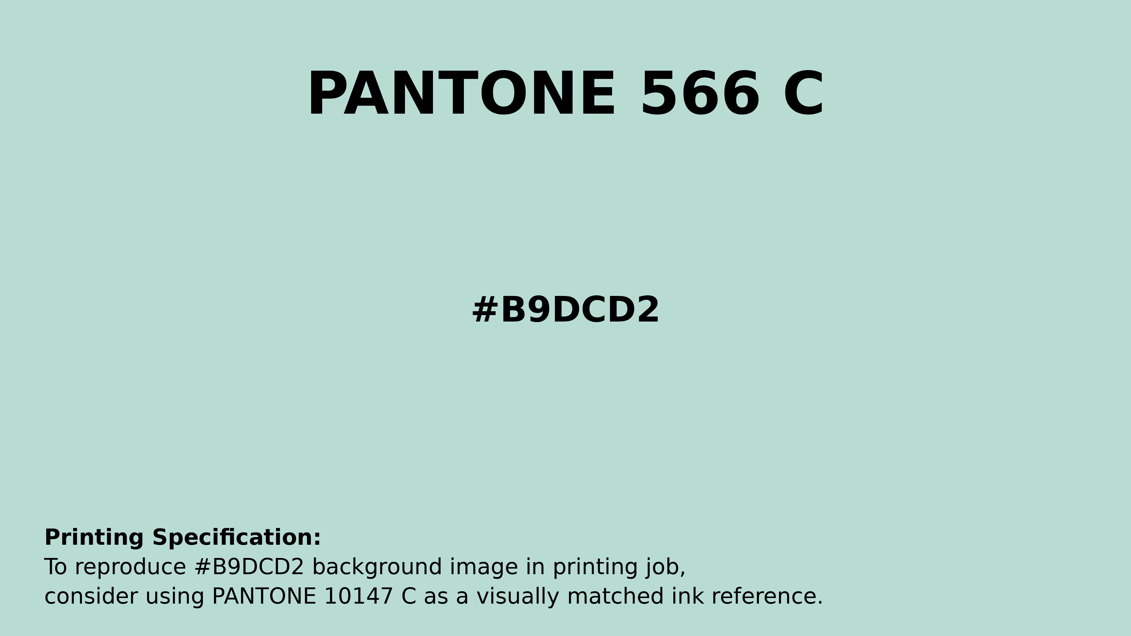 Professional Pantone color reference guide for Pantone 566 C Color | Hex color Code #b9dcd2. Perfect for printing specifications and color matching in production. #pantone #colormatching #printing #b9dcd2