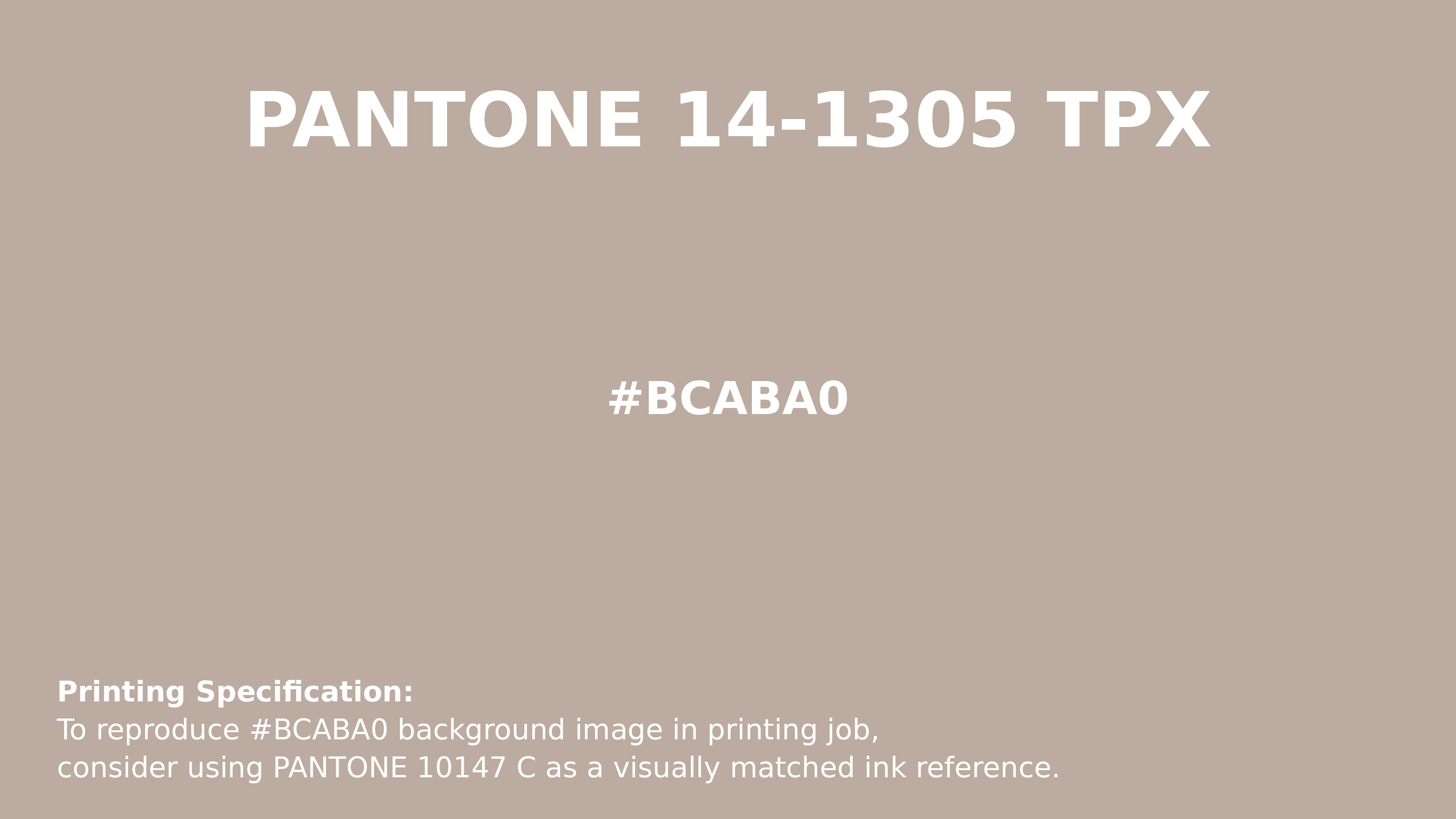 Professional Pantone color reference guide for Pantone 14-1305 Tpx Mushroom Color | Hex color Code #bcaba0. Perfect for printing specifications and color matching in production. #pantone #colormatching #printing #bcaba0
