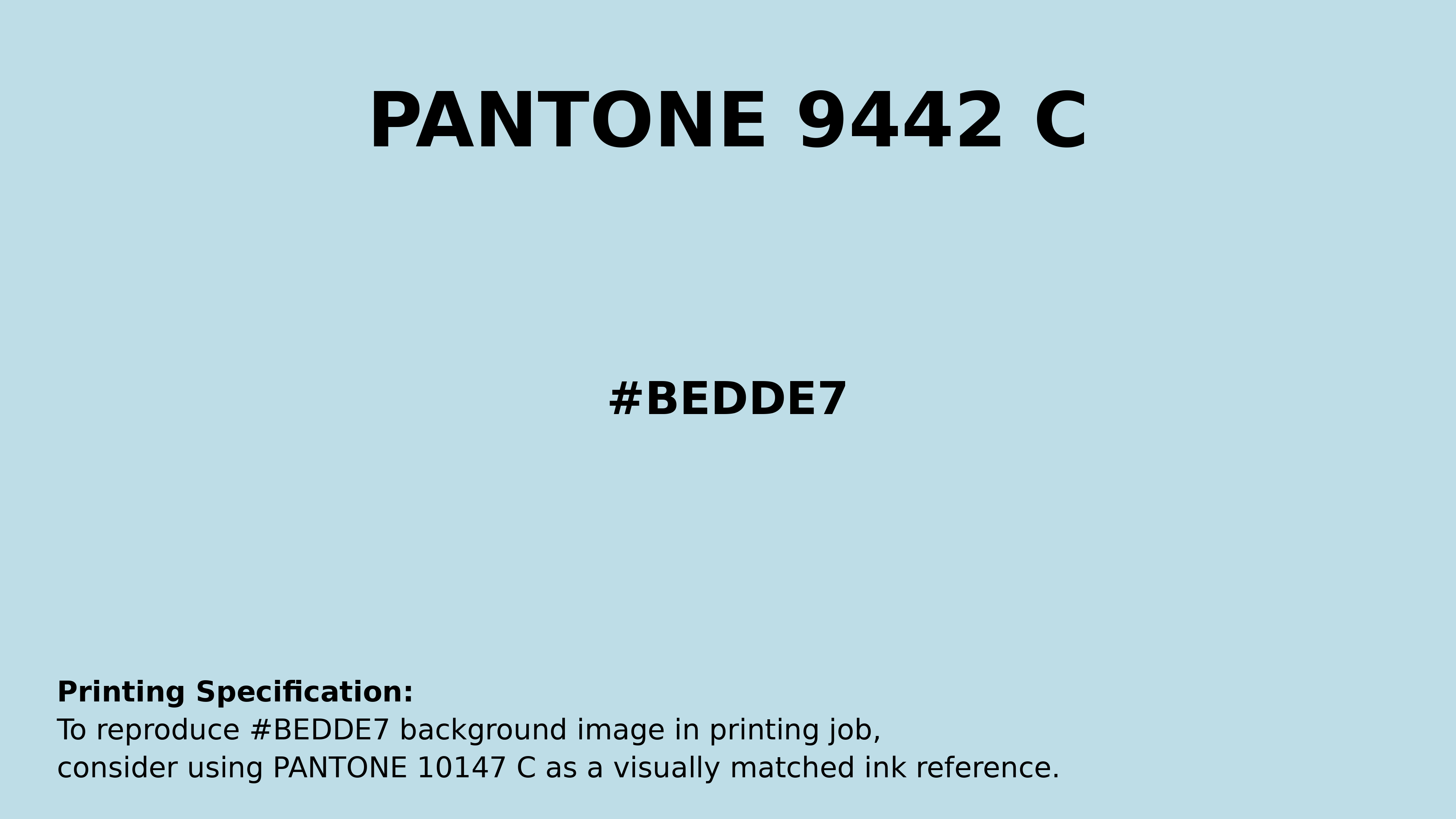 Professional Pantone color reference guide for Pantone 9442 C Color | Hex color Code #bedde7. Perfect for printing specifications and color matching in production. #pantone #colormatching #printing #bedde7