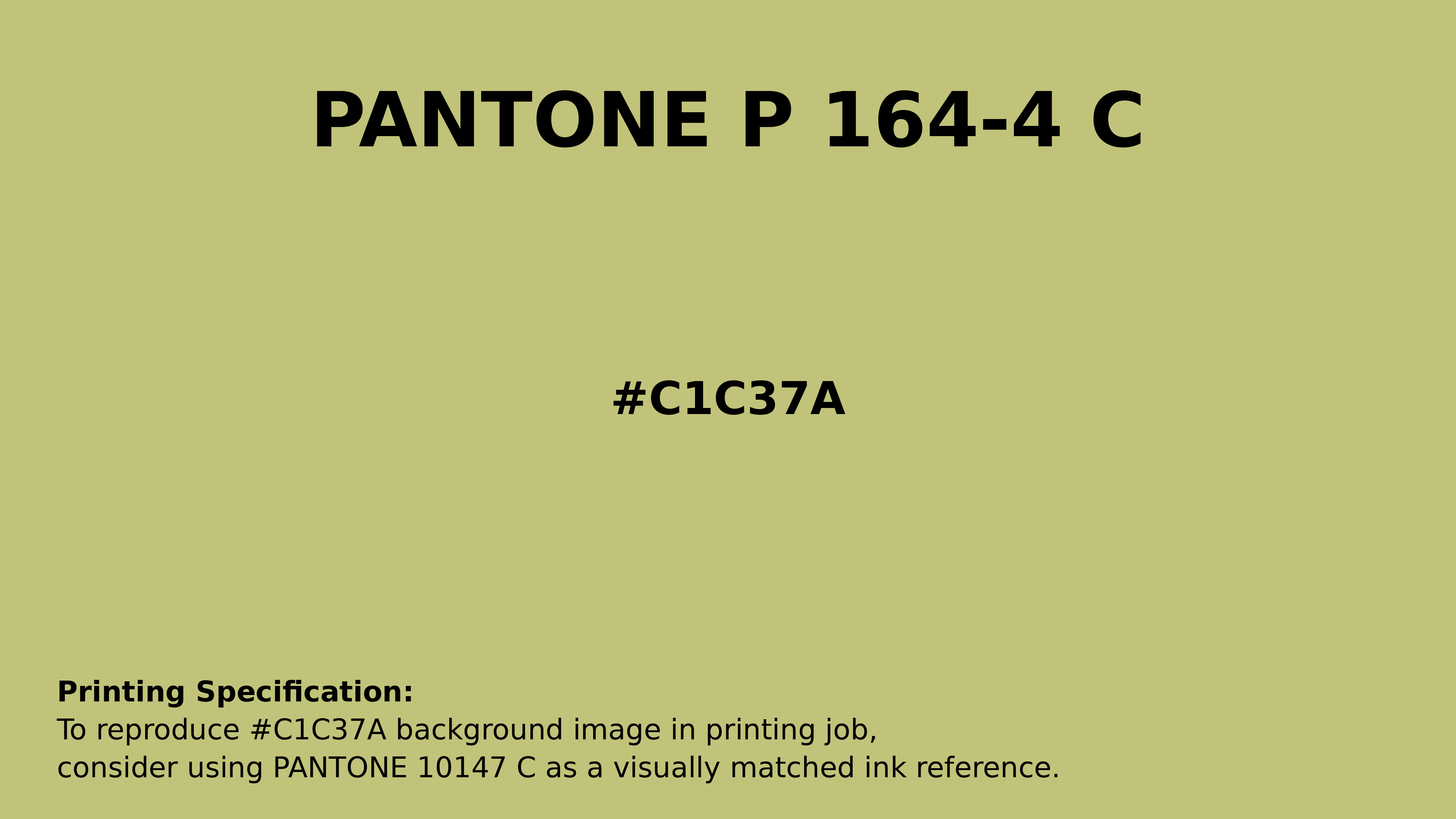 Professional Pantone color reference guide for Pantone P 164-4 C Color | Hex color Code #c1c37a. Perfect for printing specifications and color matching in production. #pantone #colormatching #printing #c1c37a