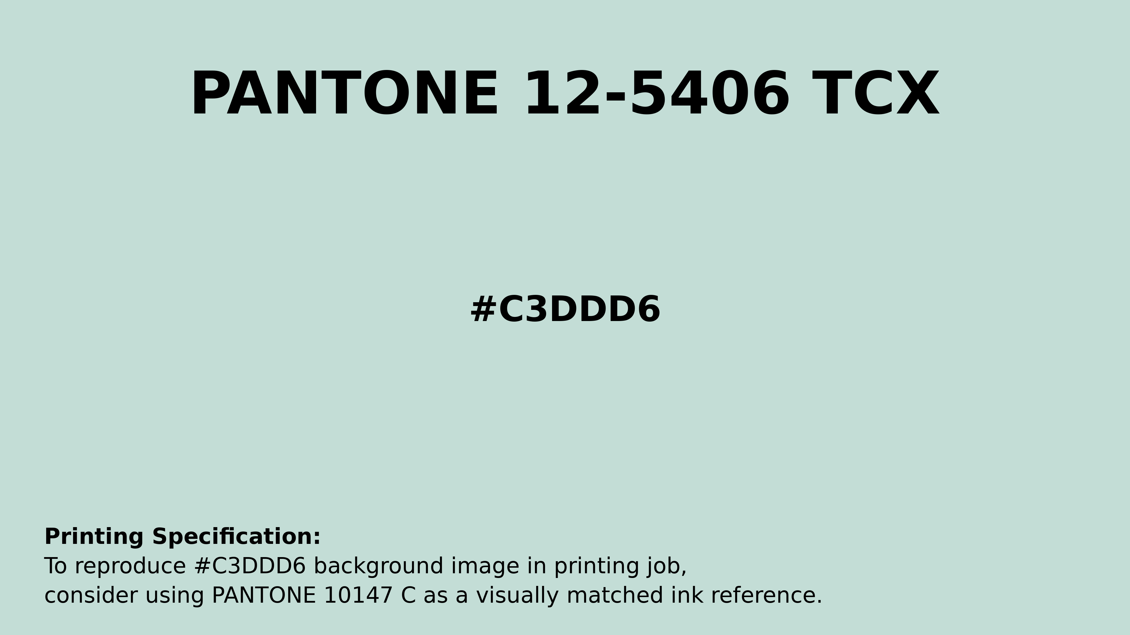 Professional Pantone color reference guide for Pantone 12-5406 Tcx Opal Blue Color | Hex color Code #c3ddd6. Perfect for printing specifications and color matching in production. #pantone #colormatching #printing #c3ddd6