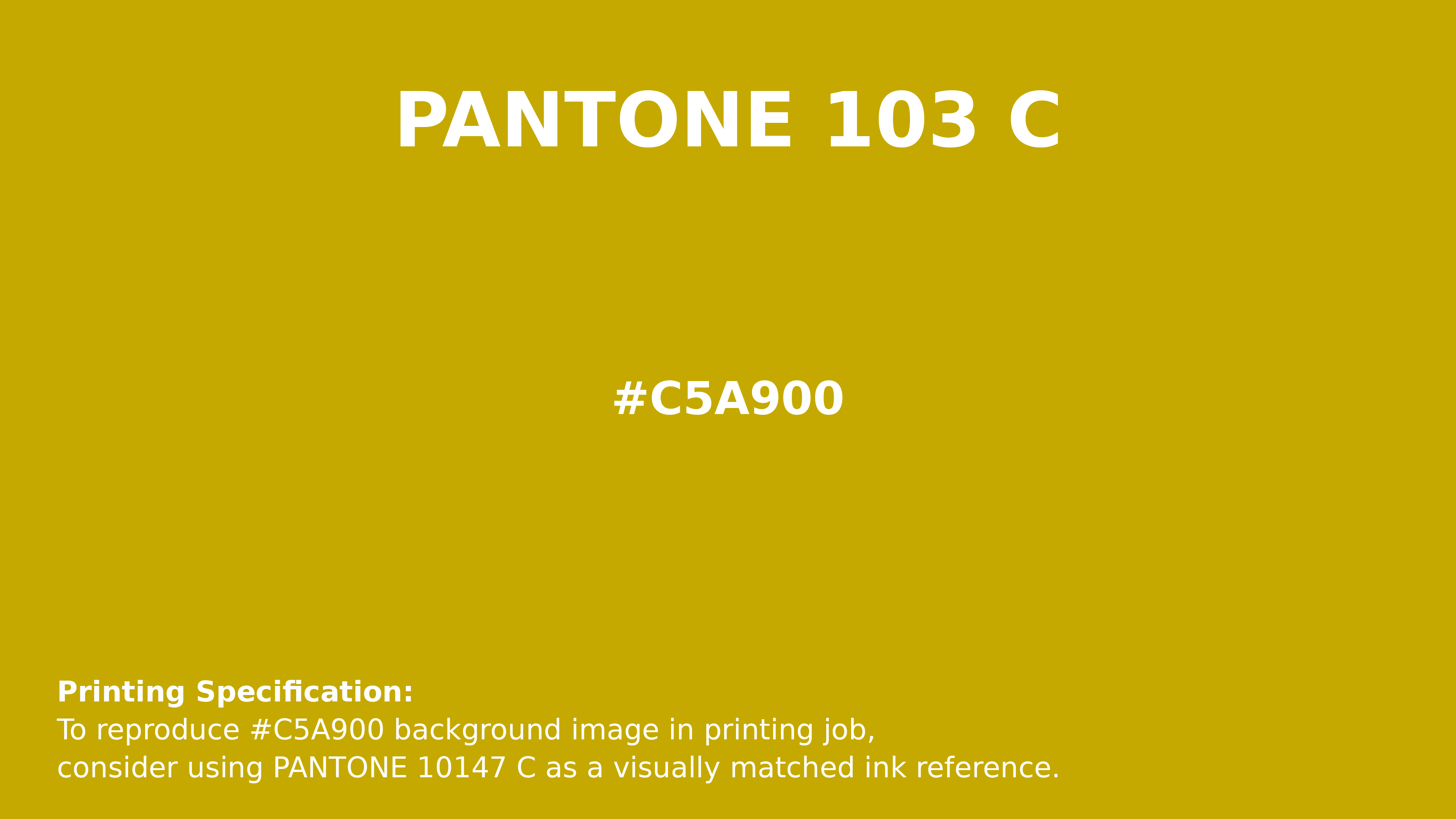 Professional Pantone color reference guide for Pantone 103 C Color | Hex color Code #c5a900. Perfect for printing specifications and color matching in production. #pantone #colormatching #printing #c5a900