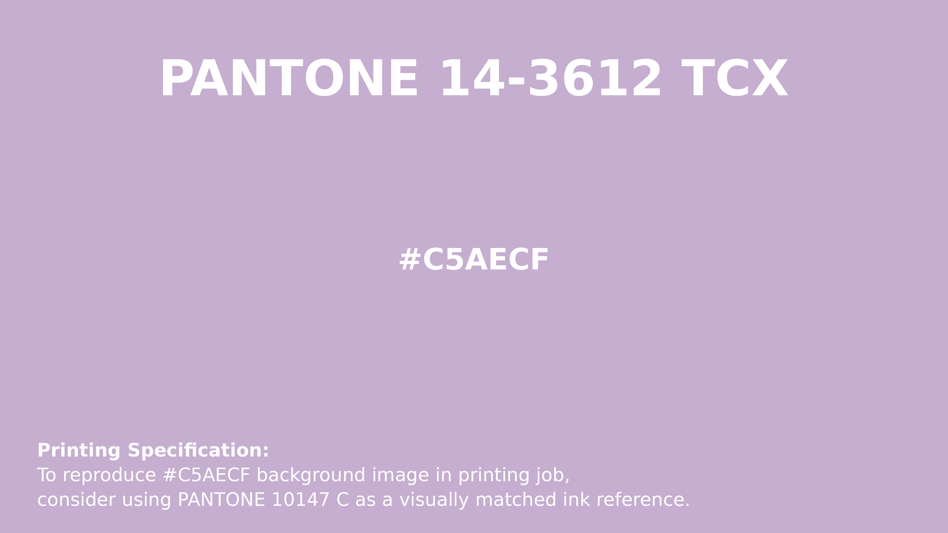 Professional Pantone color reference guide for Pantone 14-3612 Tcx Orchid Bloom Color | Hex color Code #c5aecf. Perfect for printing specifications and color matching in production. #pantone #colormatching #printing #c5aecf