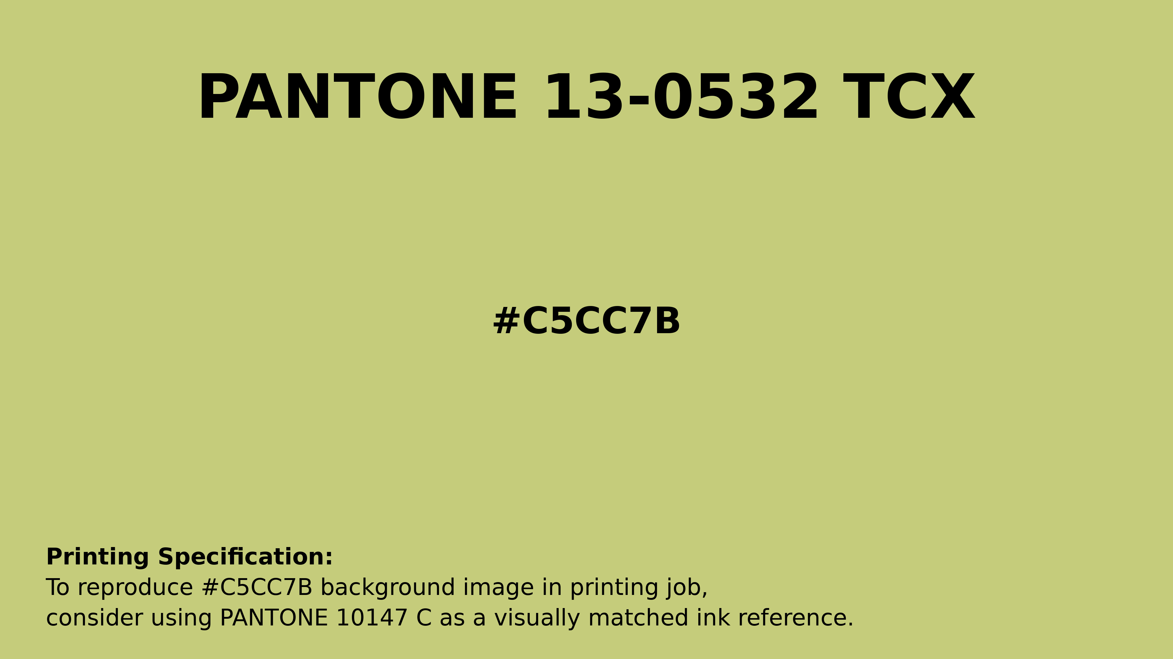 Professional Pantone color reference guide for Pantone 13-0532 Tcx Celery Green Color | Hex color Code #c5cc7b. Perfect for printing specifications and color matching in production. #pantone #colormatching #printing #c5cc7b