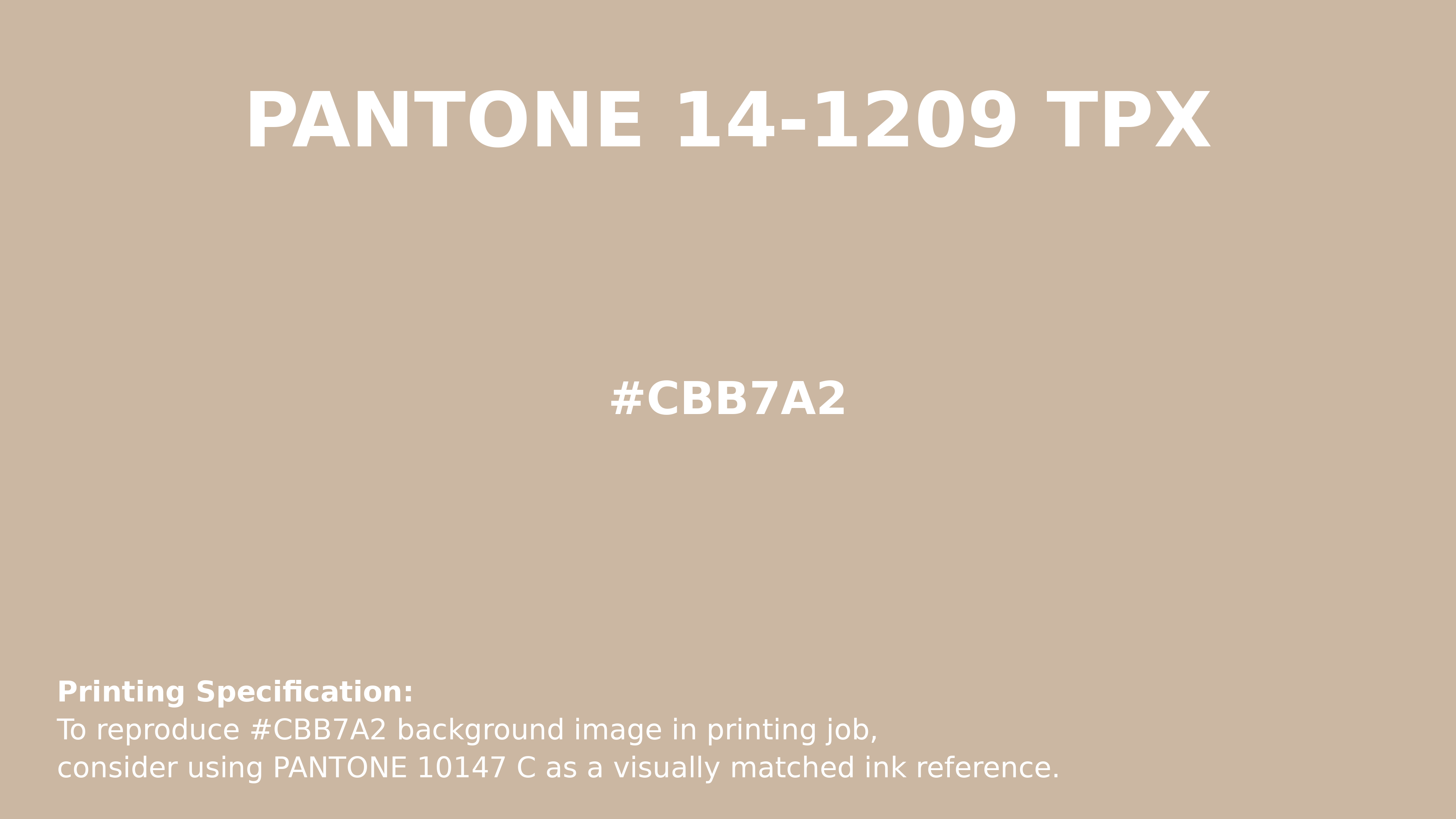 Professional Pantone color reference guide for Pantone 14-1209 Tpg Smoke Gray Color | Hex color Code #cbb7a2. Perfect for printing specifications and color matching in production. #pantone #colormatching #printing #cbb7a2