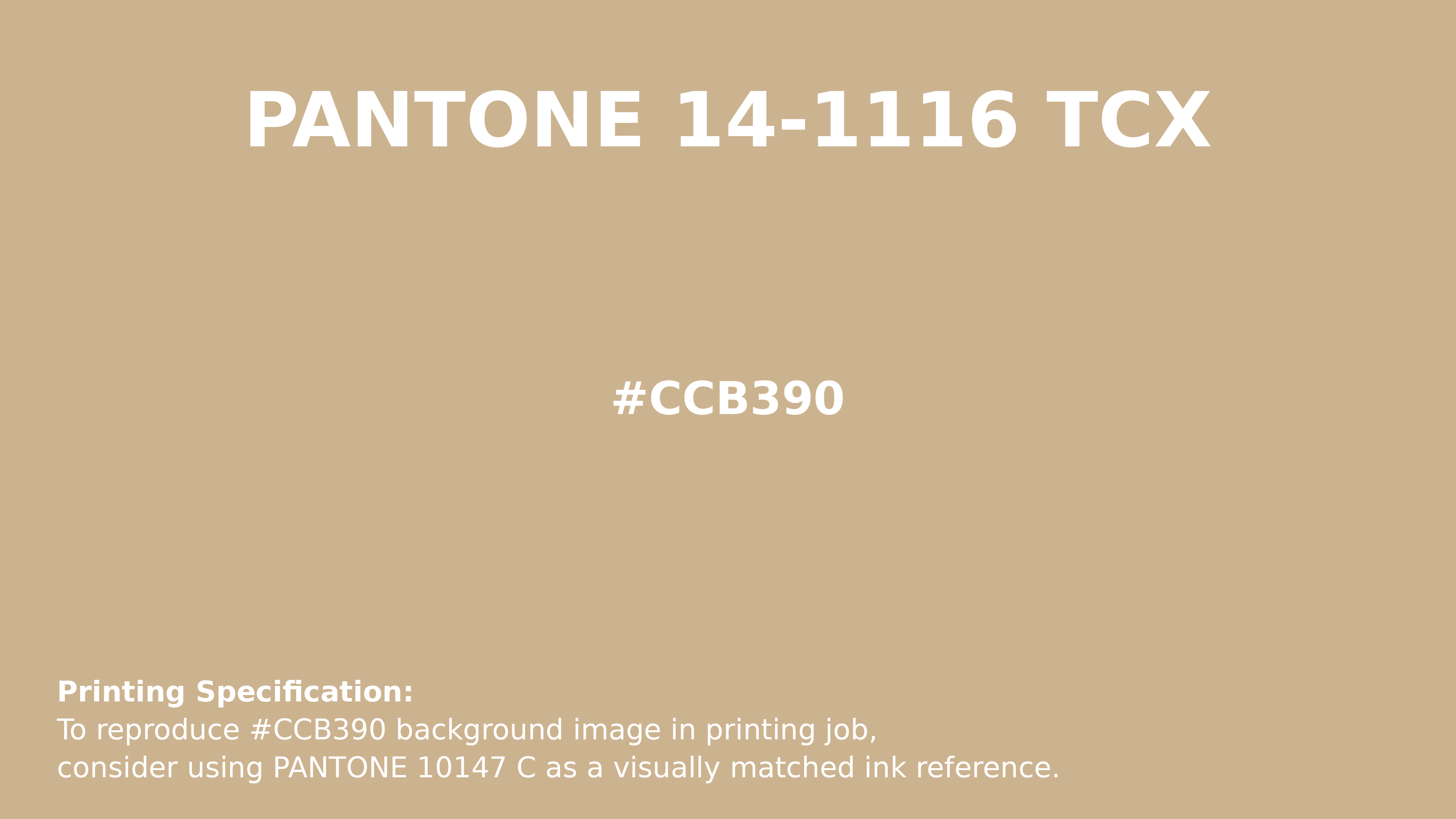 Professional Pantone color reference guide for Pantone 14-1116 Tcx Almond Buff Color | Hex color Code #ccb390. Perfect for printing specifications and color matching in production. #pantone #colormatching #printing #ccb390