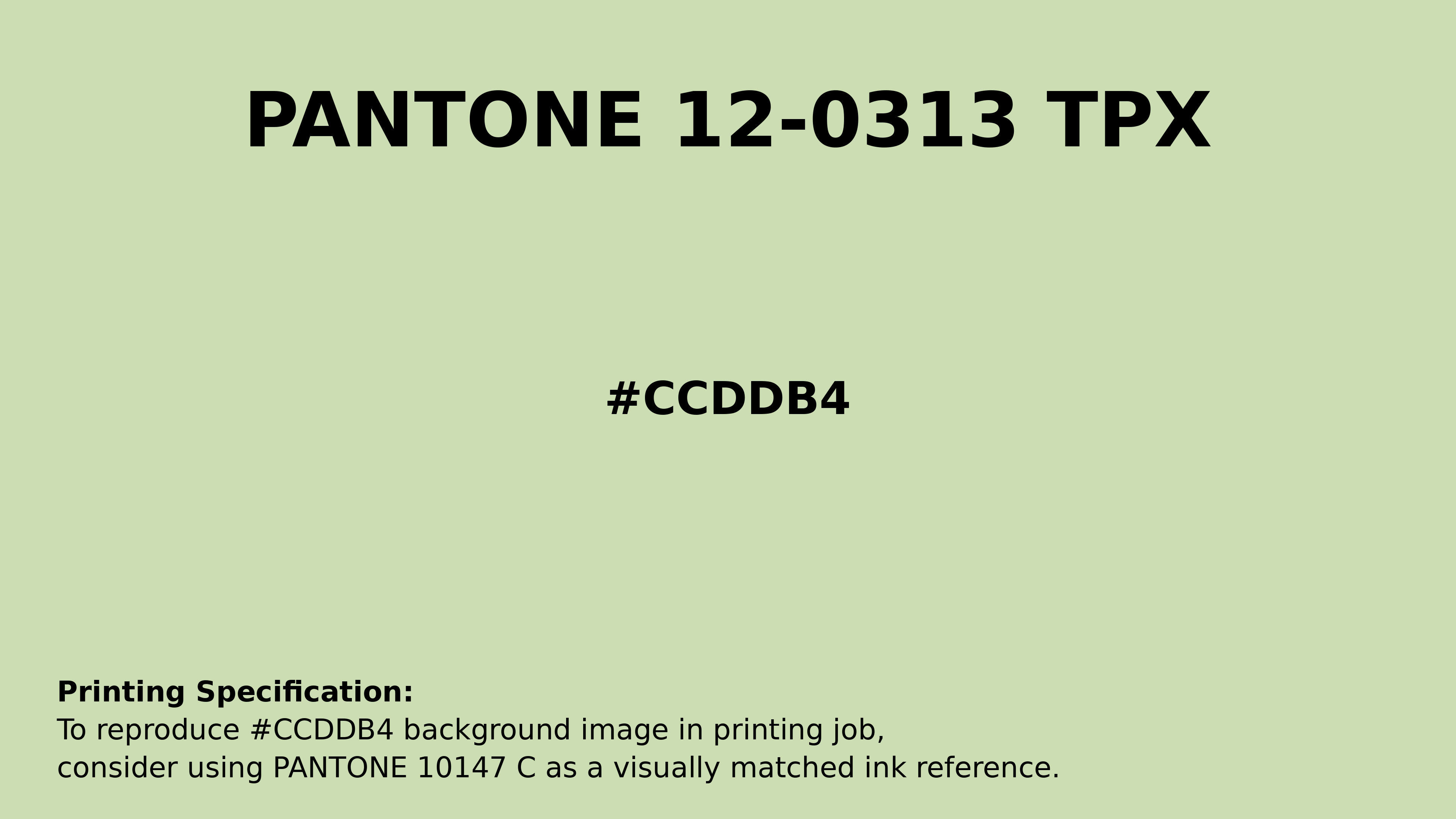 Professional Pantone color reference guide for Pantone 12-0313 Tpx Seafoam Green Color | Hex color Code #ccddb4. Perfect for printing specifications and color matching in production. #pantone #colormatching #printing #ccddb4