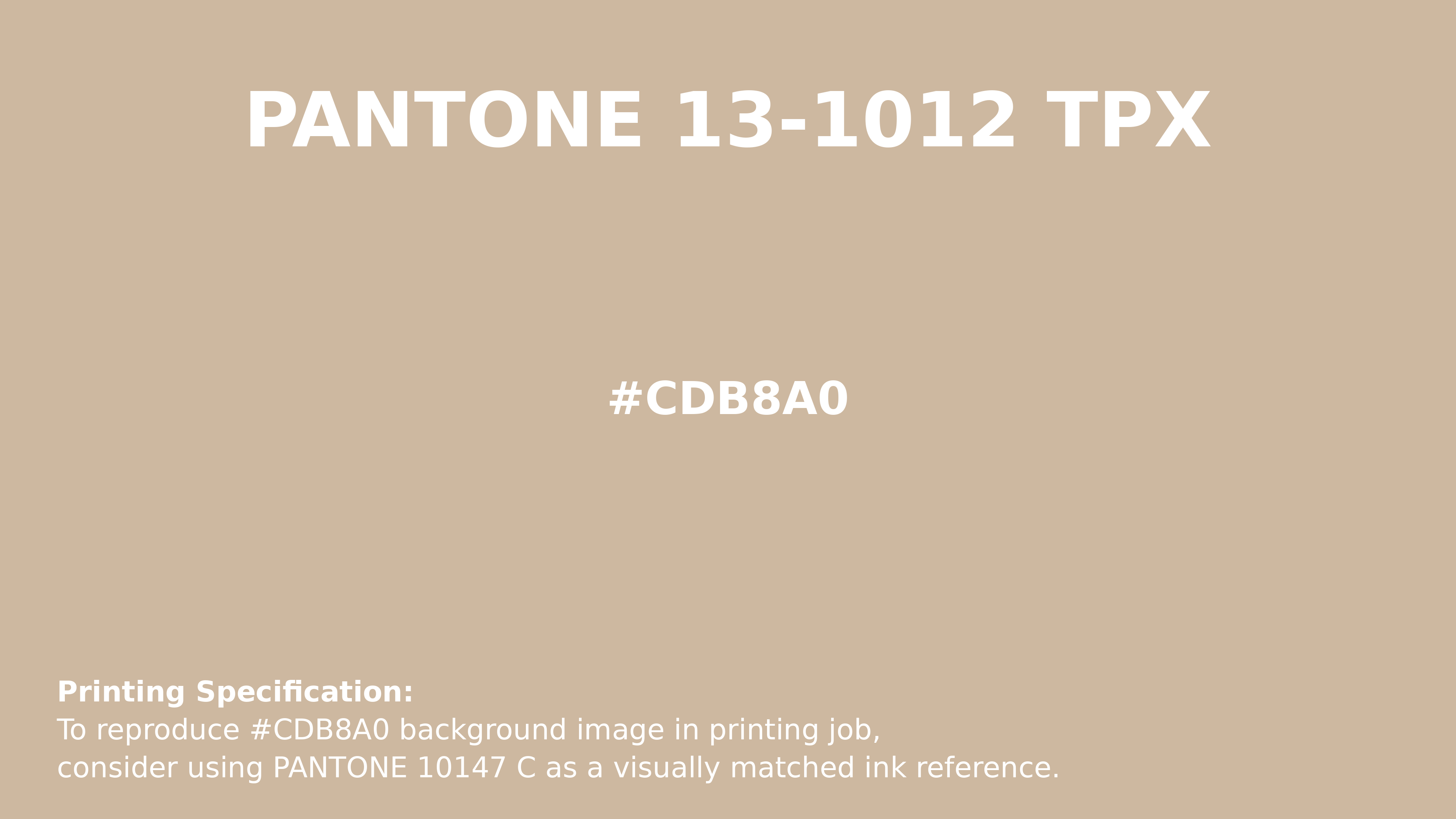 Professional Pantone color reference guide for Pantone 13-1012 Tpx Frosted Almond Color | Hex color Code #cdb8a0. Perfect for printing specifications and color matching in production. #pantone #colormatching #printing #cdb8a0