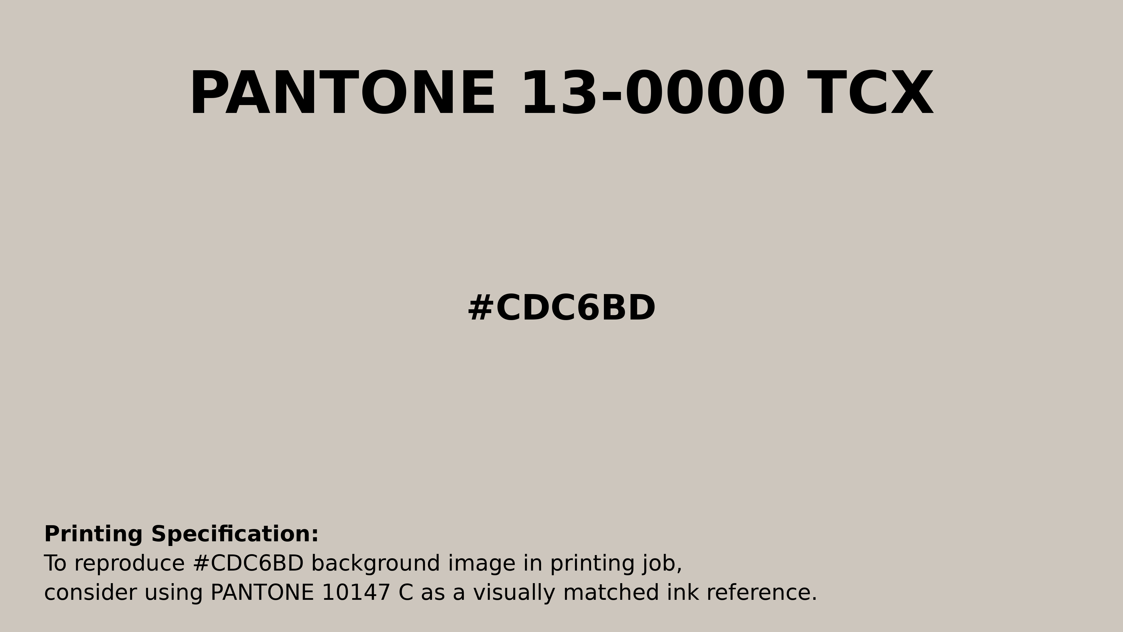 Professional Pantone color reference guide for Pantone 13-0000 Tcx Moonbeam Color | Hex color Code #cdc6bd. Perfect for printing specifications and color matching in production. #pantone #colormatching #printing #cdc6bd